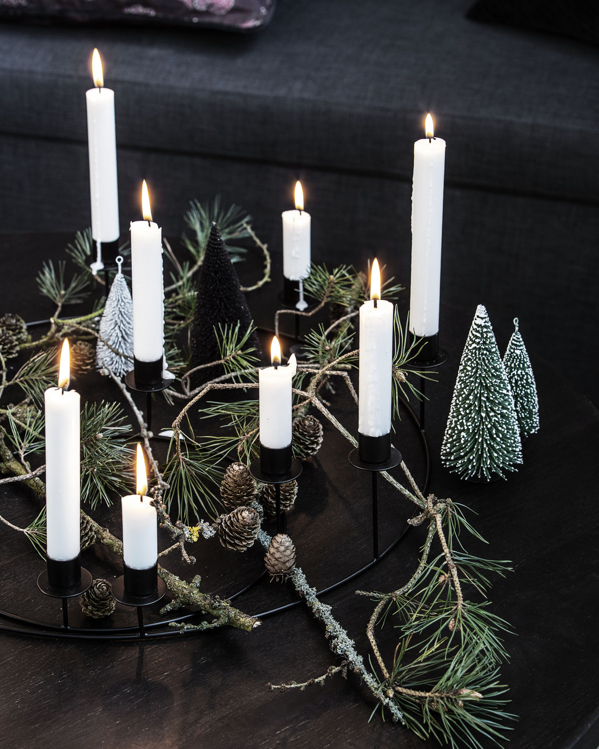 Lysestage, Ring, Sort Ø27 cm*