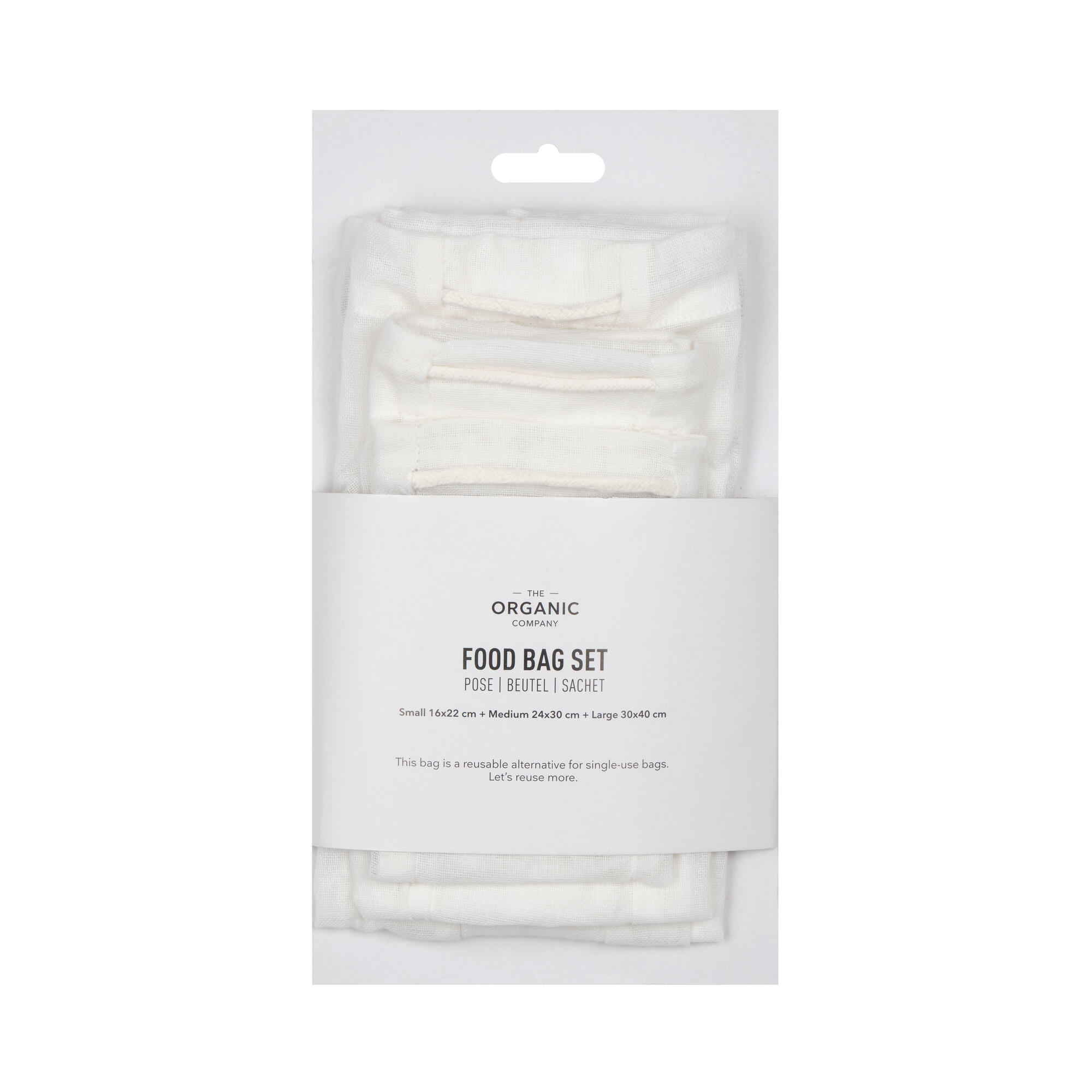 Food bag Sæt, 3 stk, Natural Hvid Food bag Sæt, 3 stk, Natural Hvid