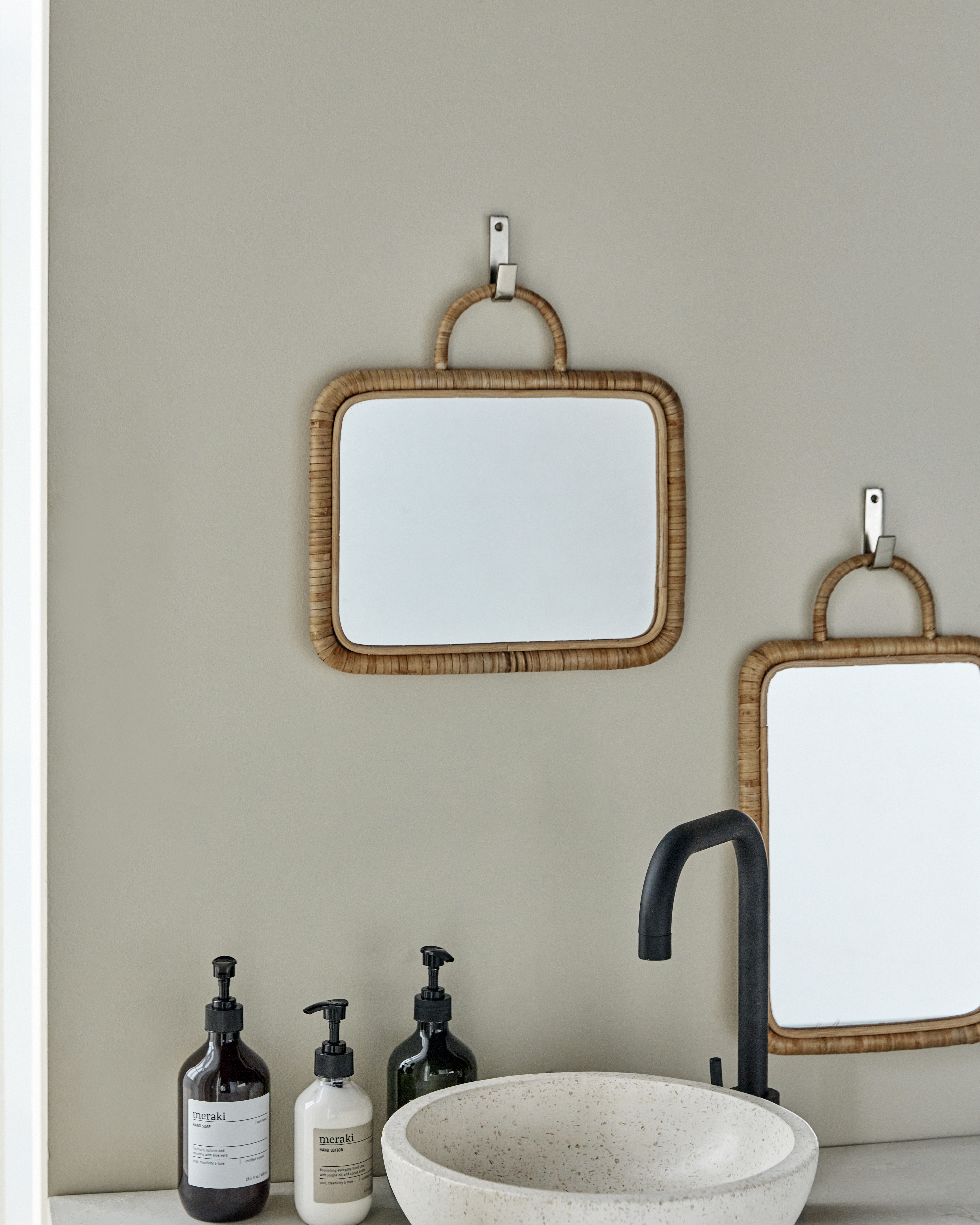 Vægspejl, Baki, Natural, 32x24cm