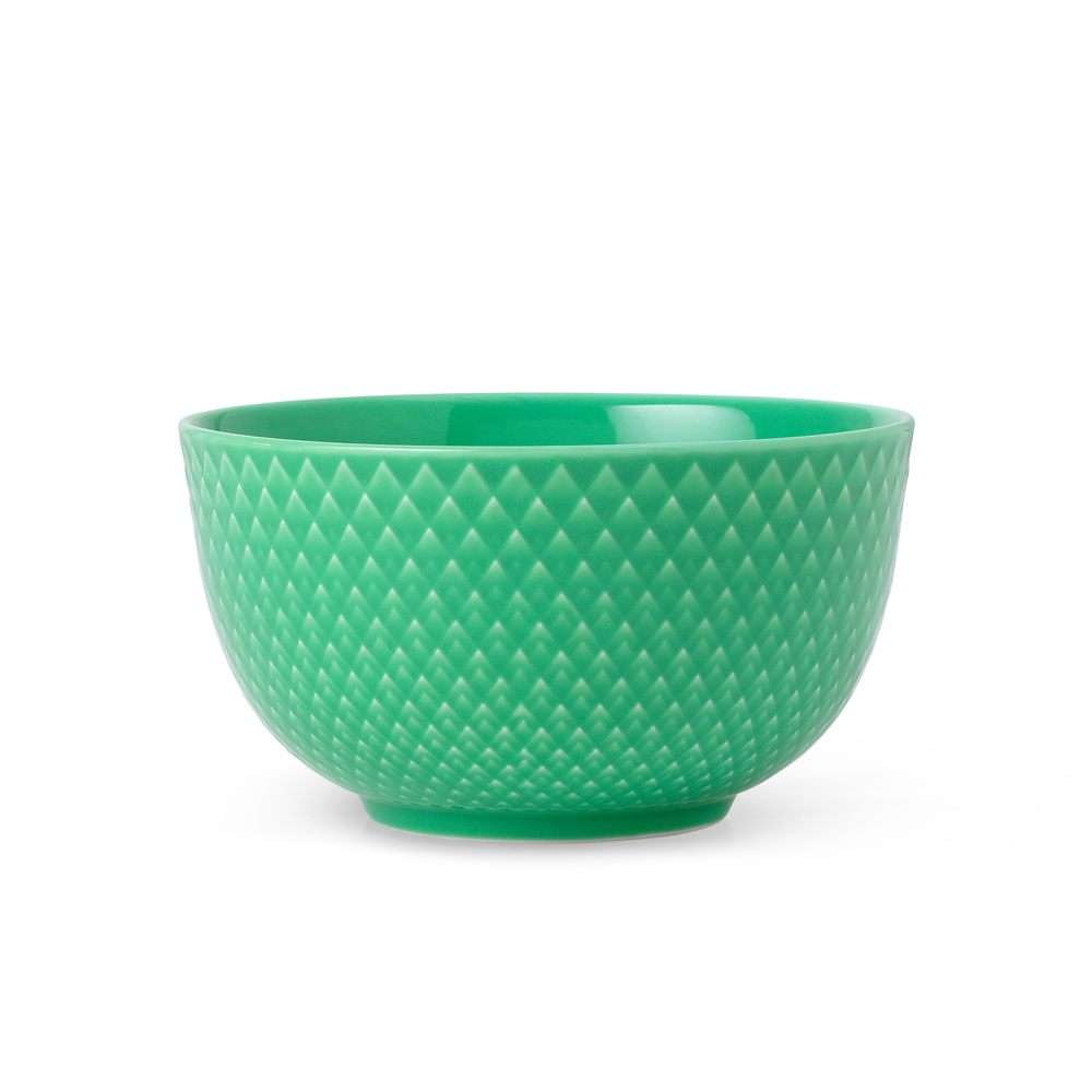 Lyngby Porcelæn - Rhombe Skål, 11 cm, grøn billede