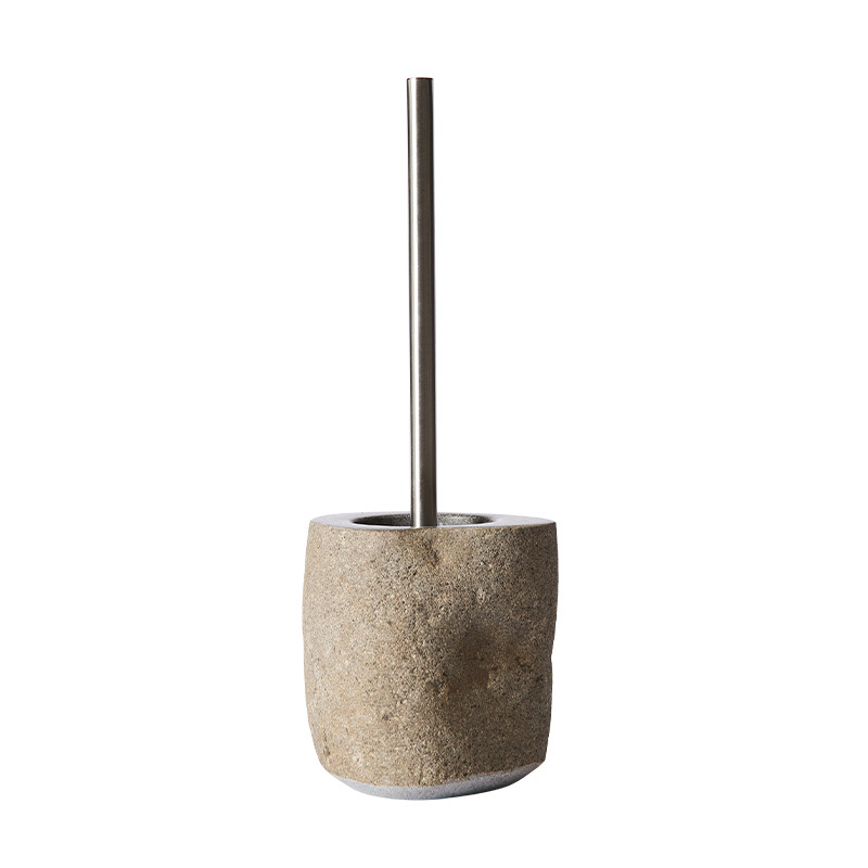 Muubs - Valley Toiletbørste - Grå/Natur, Ø15xH15 cm - Flodsten - Grå/Natur