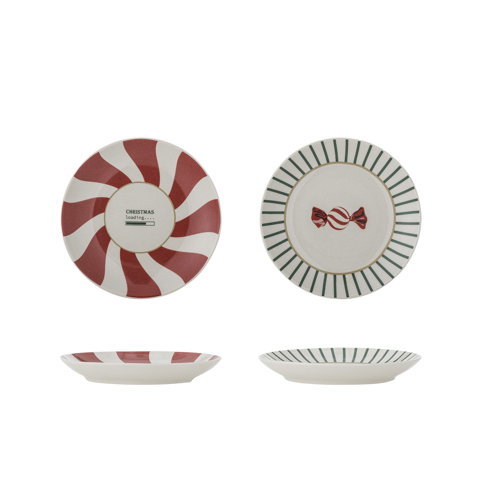 Bloomingville - Yule Tallerken, Multifarvet, Stentøj, D12,5xH2 cm, Set of 2