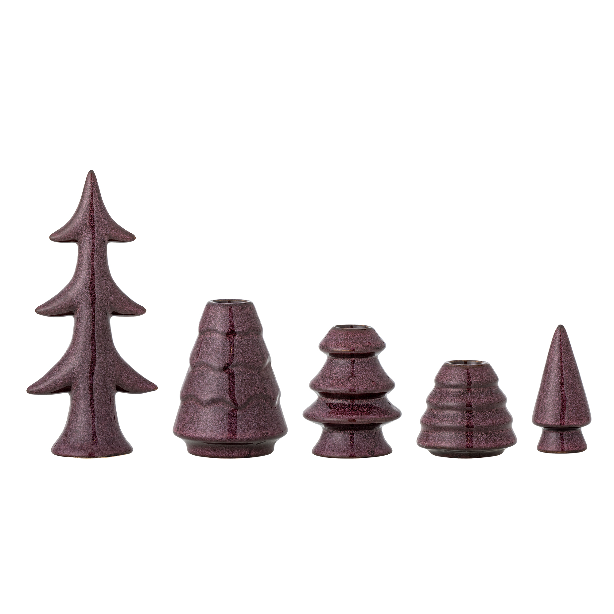Bloomingville - Woods Lysestage, Rød, Stentøj, L9xH19xW5,5 cm, Set of 5