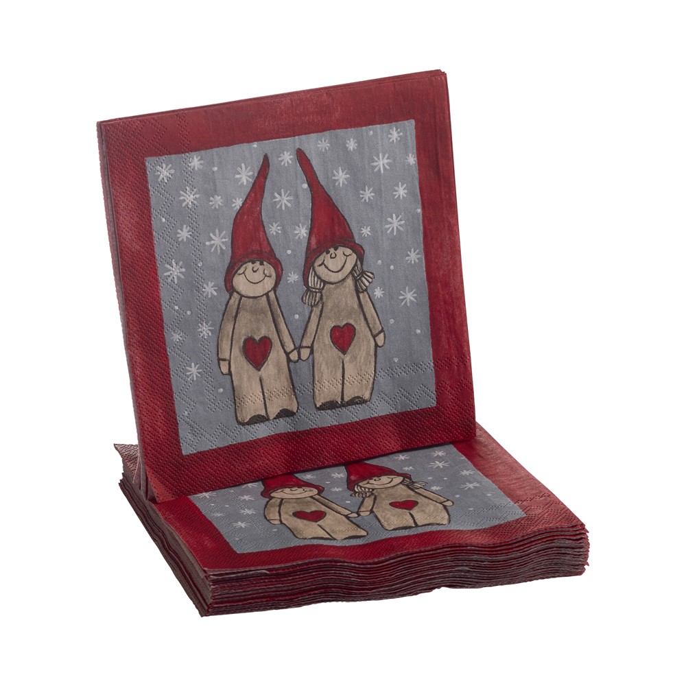 NÃÃsgrÃnsgården - Servietter Peek-a-boo Santa, Rød 20stk 33x33cm