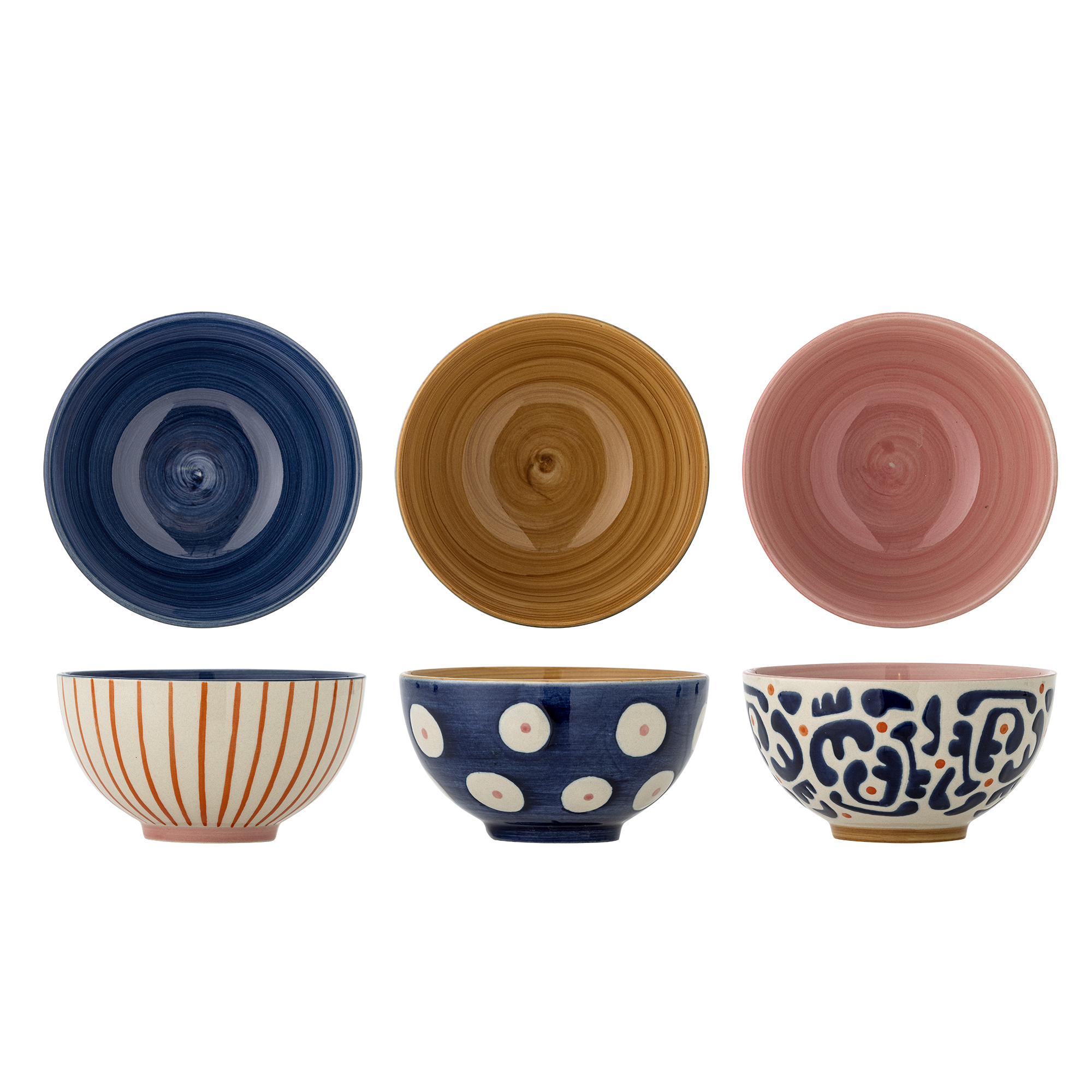 Bloomingville - Eviaya Skål, Multifarvet, Stentøj, D11,5xH6 cm, Set of 3
