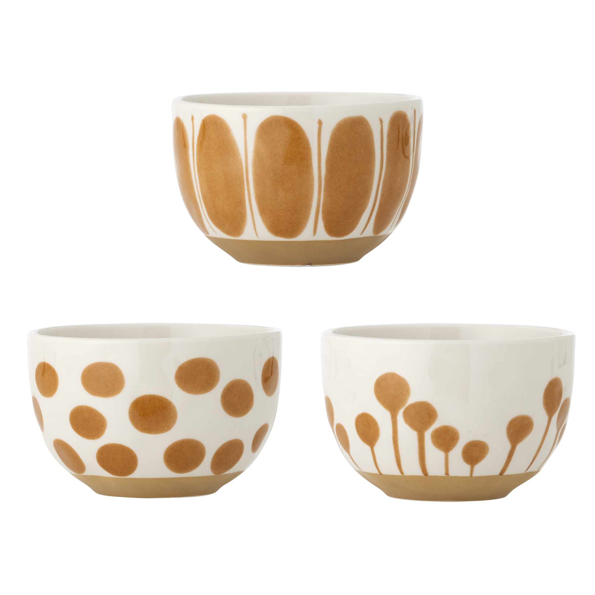 Bloomingville - Linora Skål, Brun, Stentøj, D12,5xH8 cm, Set of 3