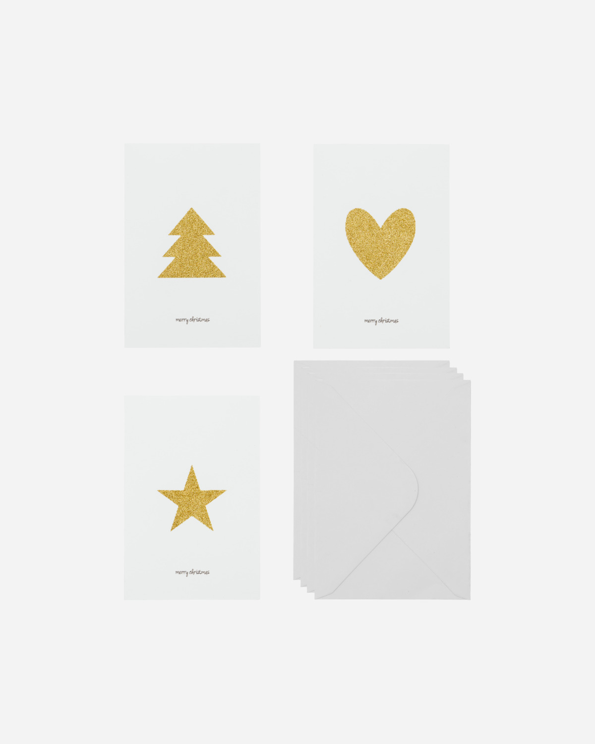 Lykønskningskort 6 stk, Glitr med kuvert, Hvid/Gylden Lykønskningskort 6 stk, Glitr med kuvert, Hvid/Gylden