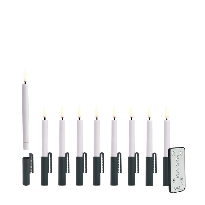 LED mini taper juletræslys, hvid 9-pak inkl fjernbetjening LED mini taper juletræslys, hvid 9-pak inkl fjernbetjening