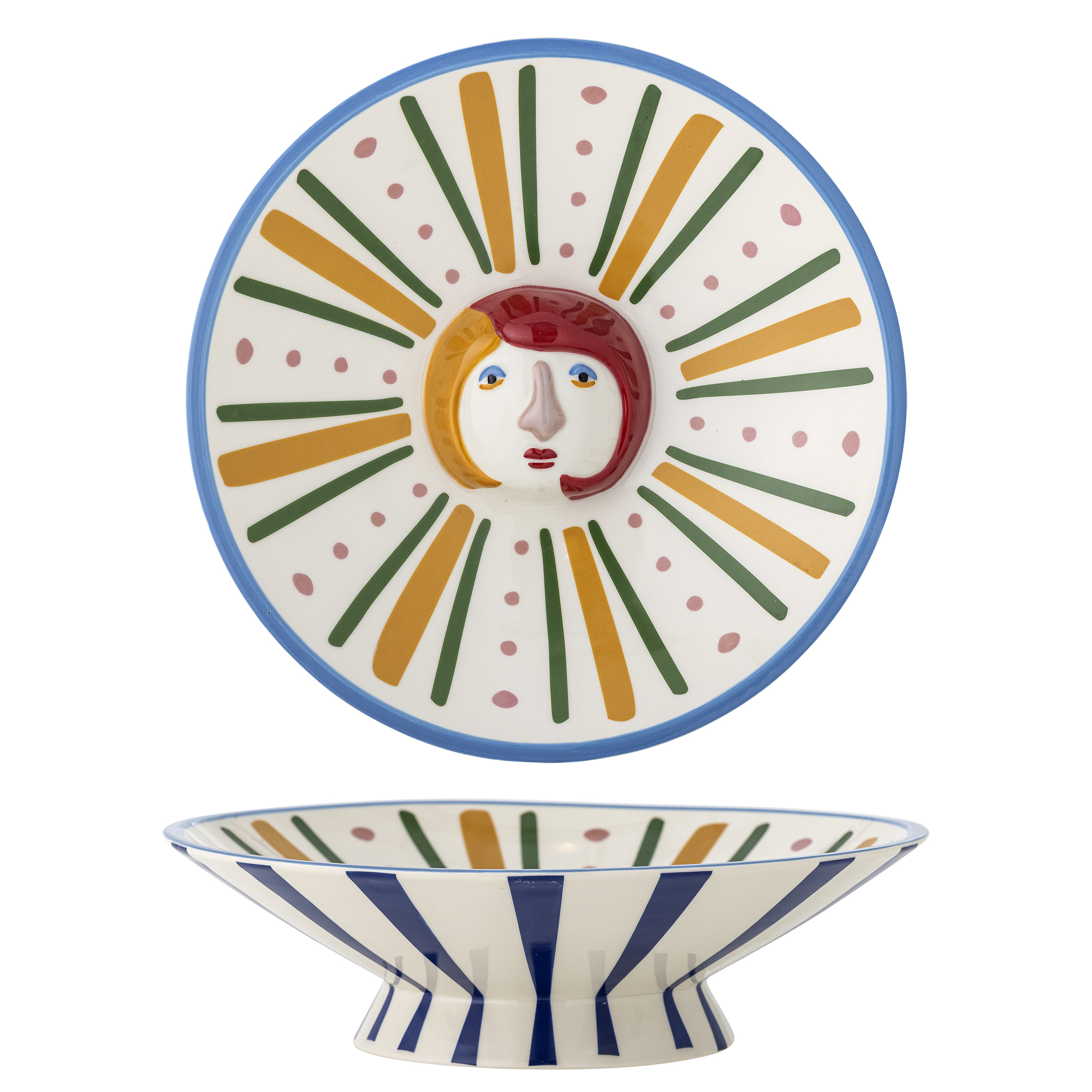 Bloomingville - Conneli Skål, Multifarvet, Stentøj, D26,5xH7,5 cm