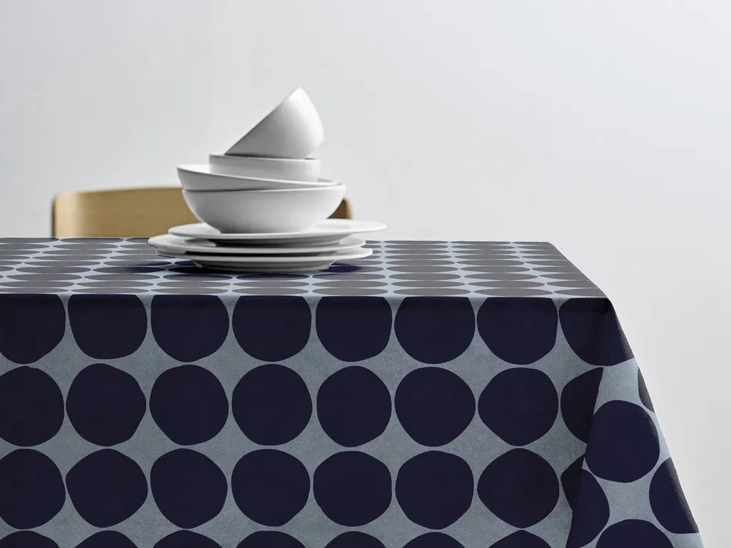 Södahl - Akryldug med antislip Bubbles Linen blue - i metermål