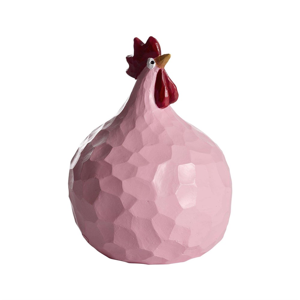 Høne Carved, pink H.13cm
