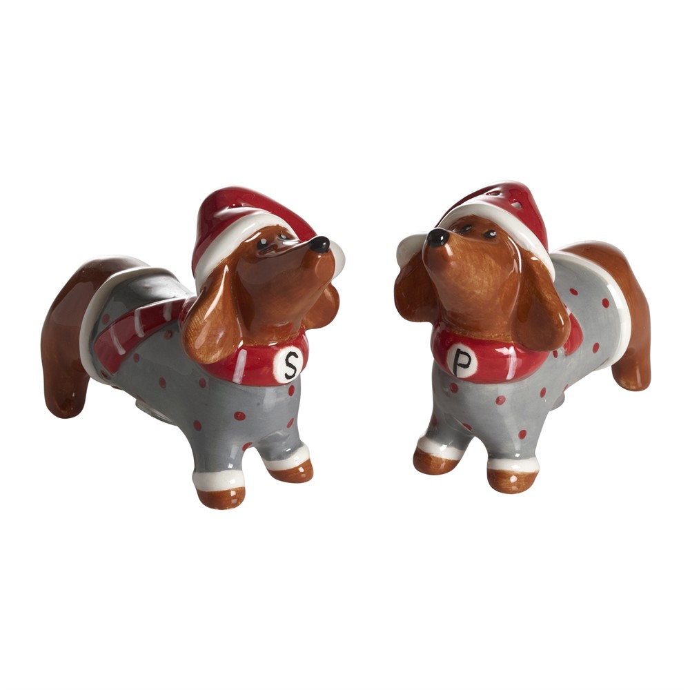 Salt and Pepper set, Dog Dusty H.7/L.9,2cm