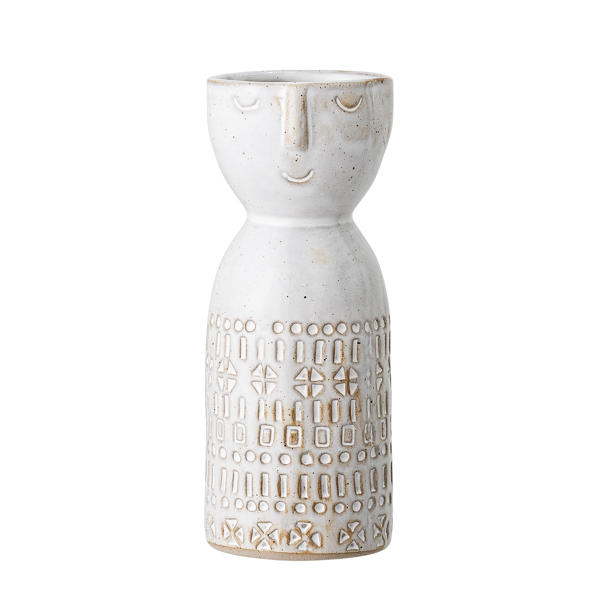 Bloomingville - Embla Vase, Hvid, Stentøj, D6xH14,5 cm