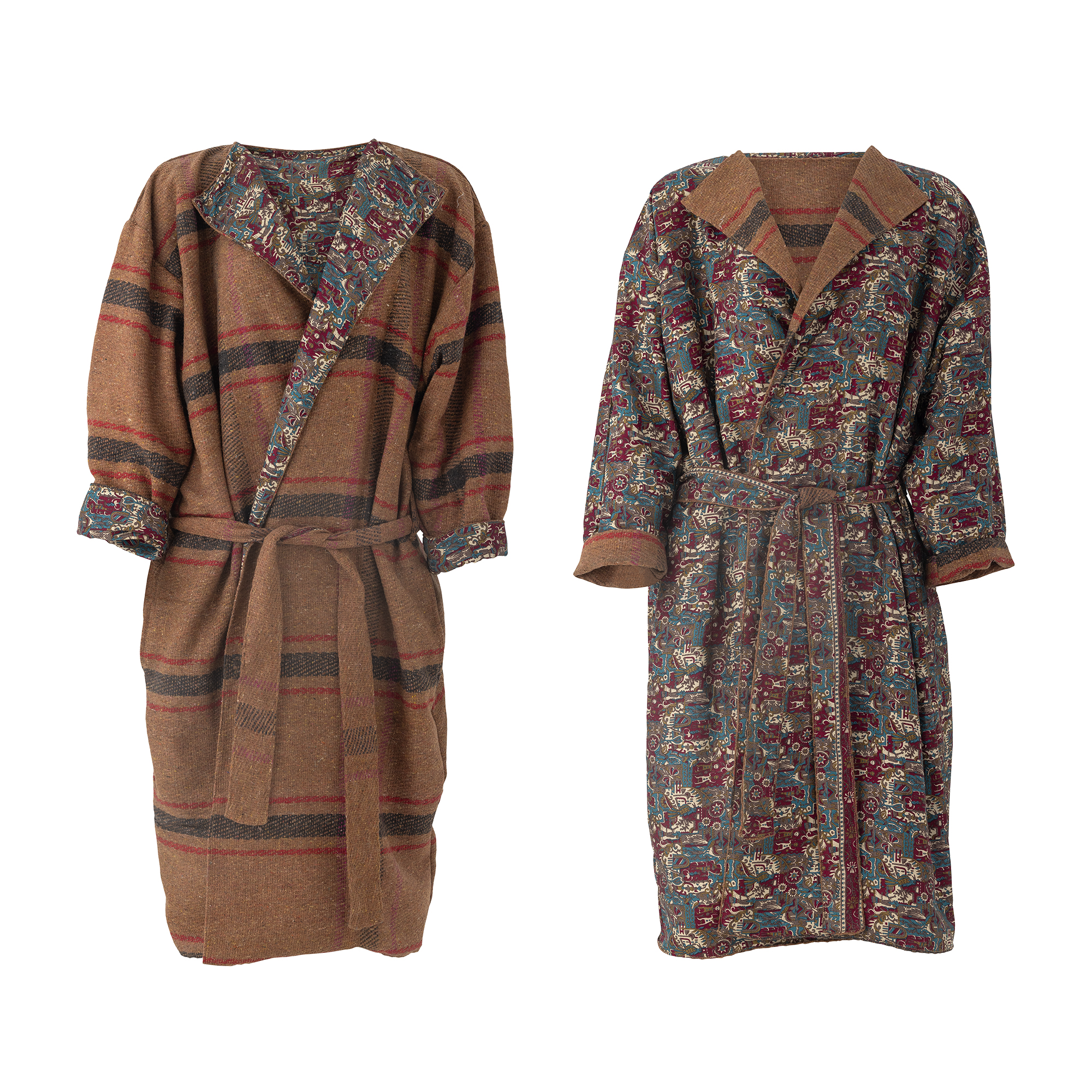 Bloomingville - Rieti Kimono, Brun, Upcycled, D70xH110xW150 cm, One Size billede