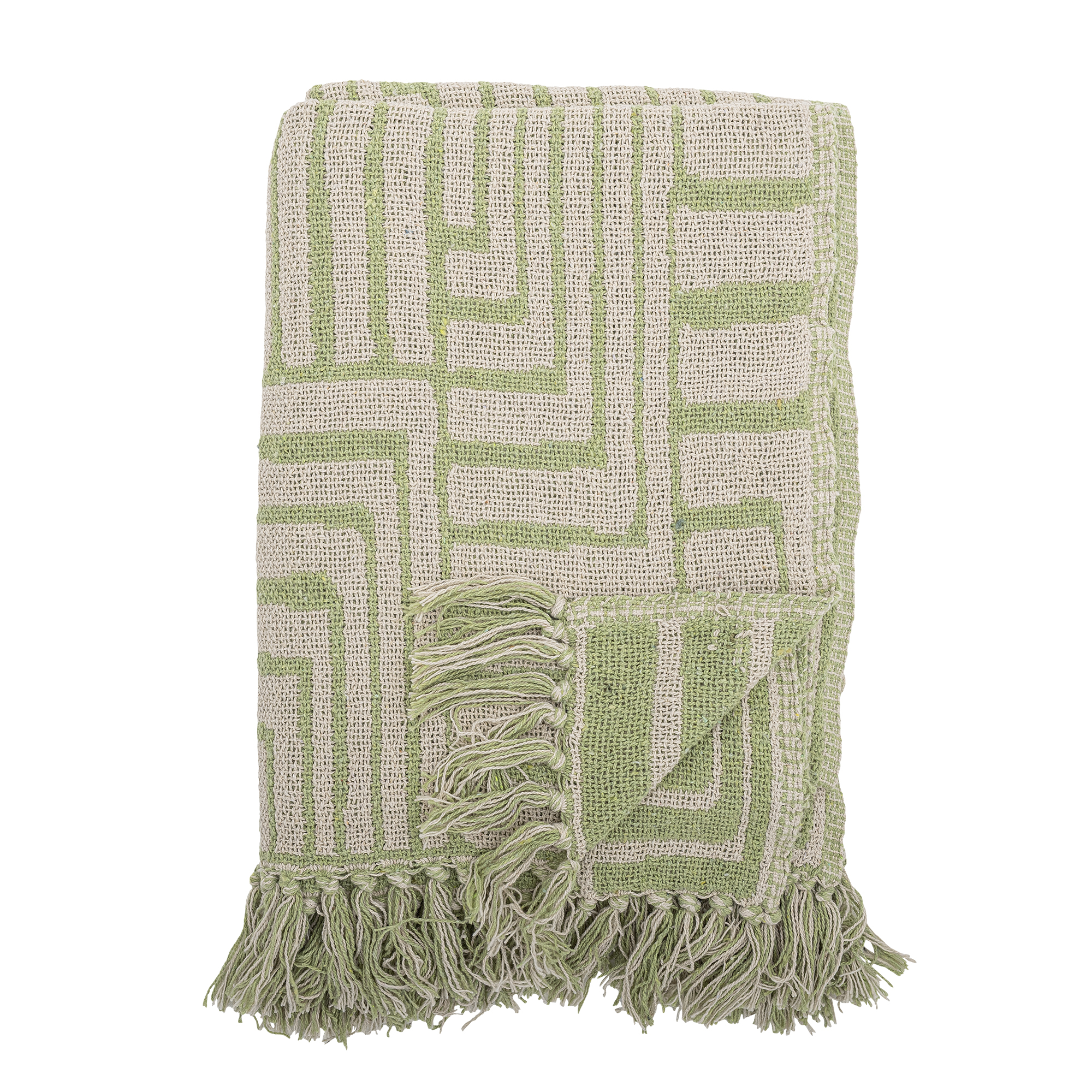 Bloomingville - Velva Plaid, Grøn, Genanvendt Bomuld, L160xW130 cm