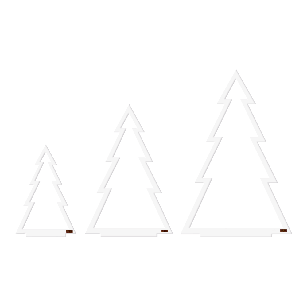 Juletræer, sæt med 3 stk, hvid streg