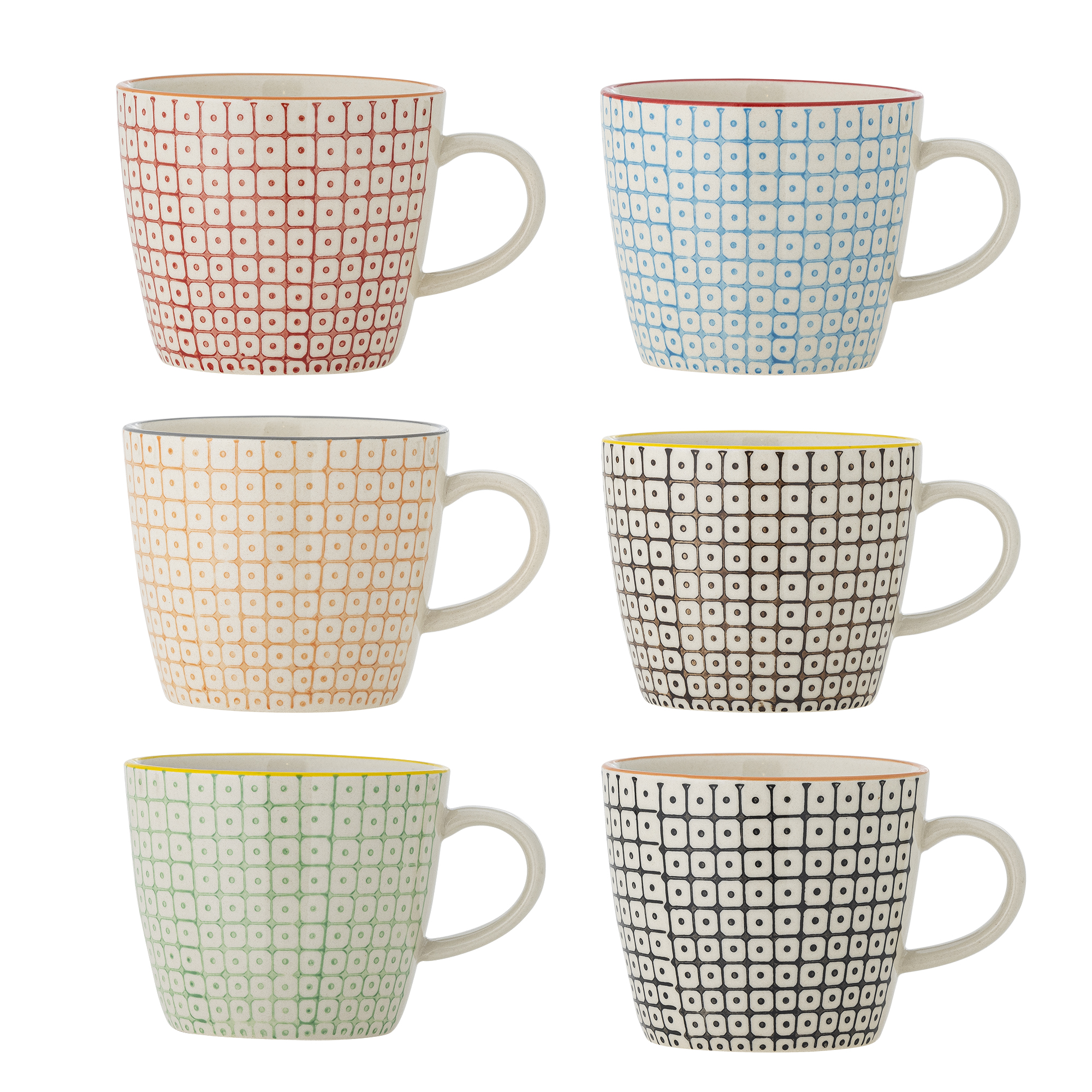 Bloomingville - Carla Krus, Multifarvet, Stentøj, D9,5xH8 cm, Set of 6