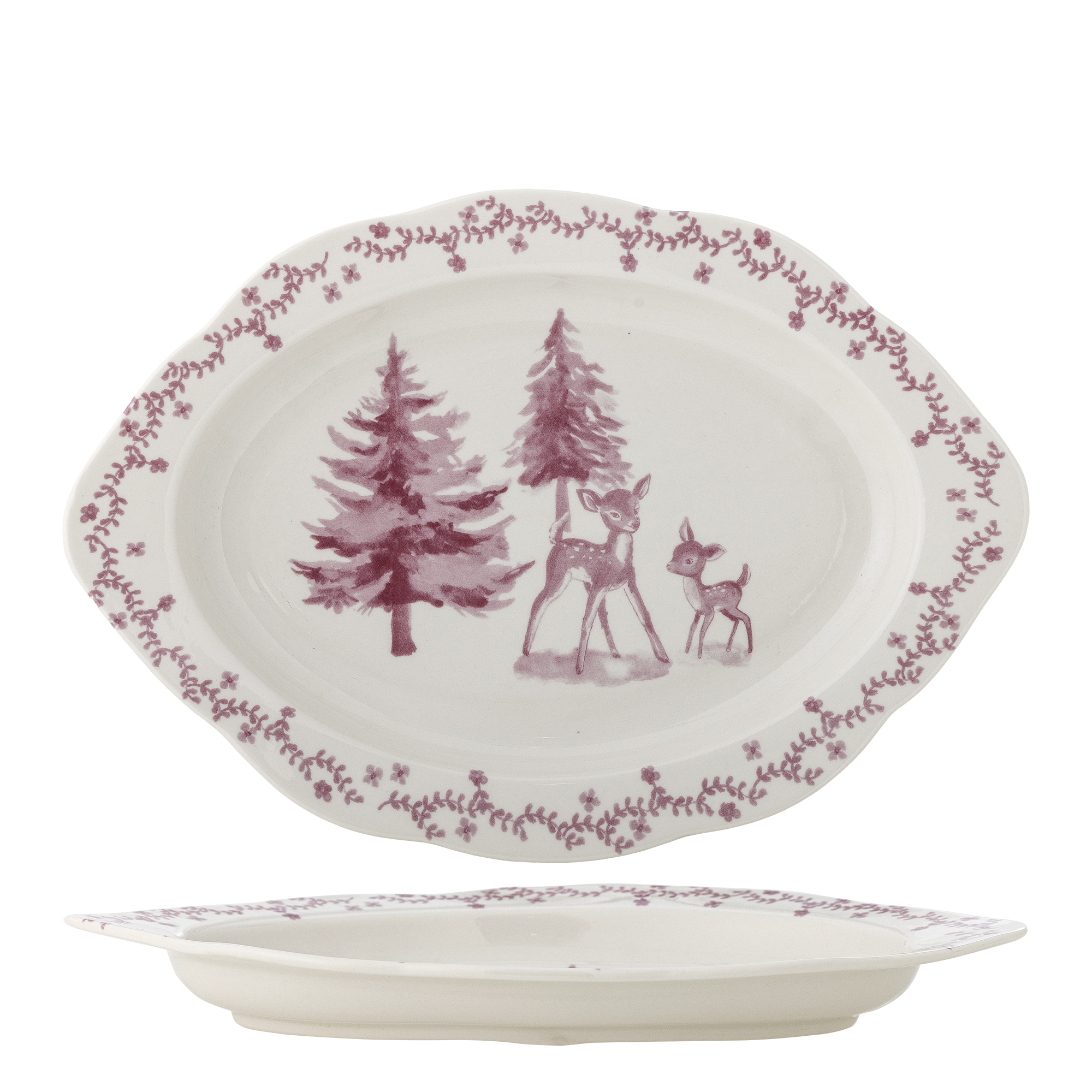 Bloomingville - Wonderland Serveringsfad, Rosa, Stentøj, L31xH3xW21 cm