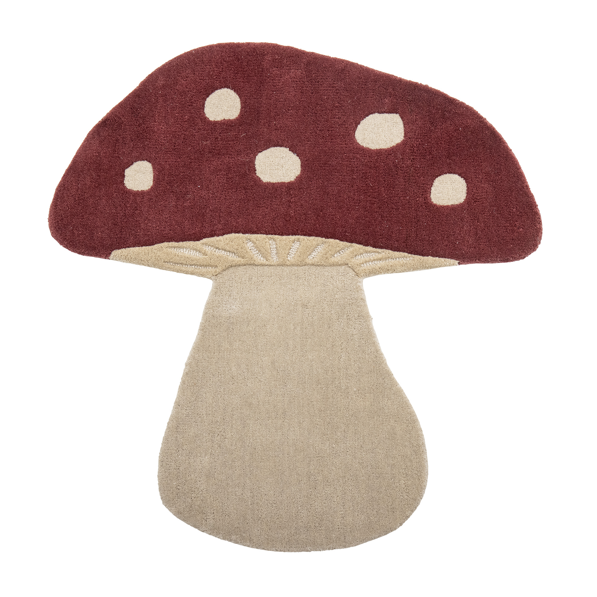 Bloomingville - Mushroom Tæppe, Rød, Uld, L90xW85 cm billede