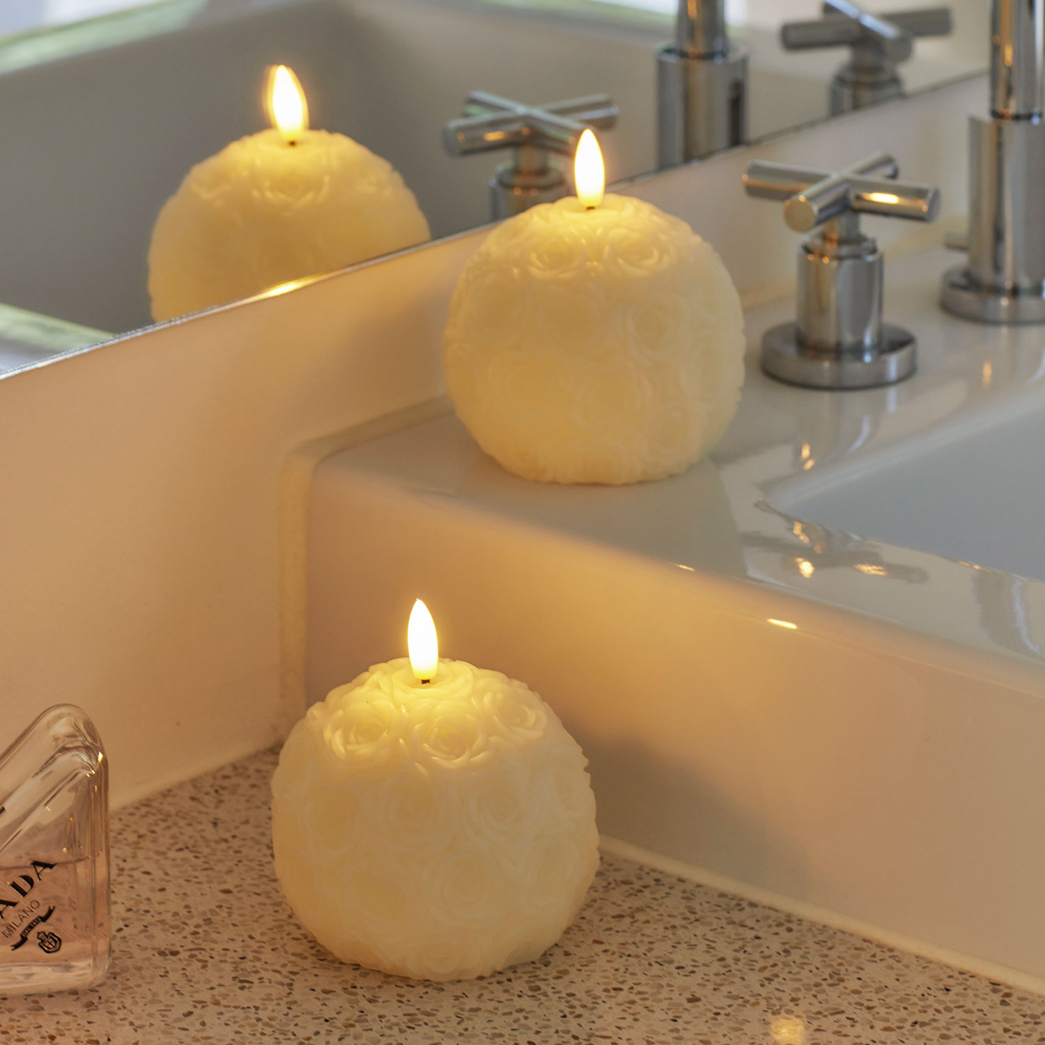 Sirius - Rosalina, 2 stk, sæt,Ø 8,3x H 7 cm, Cream