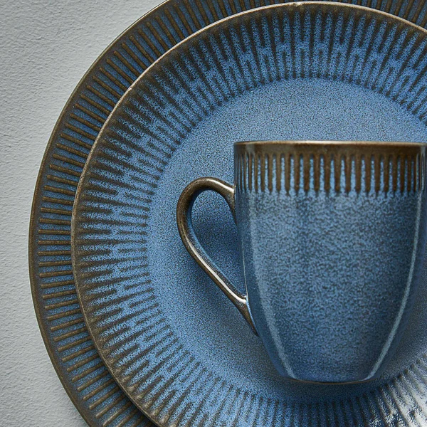 Relief - frokost tallerken stentøj blå 22 cm*