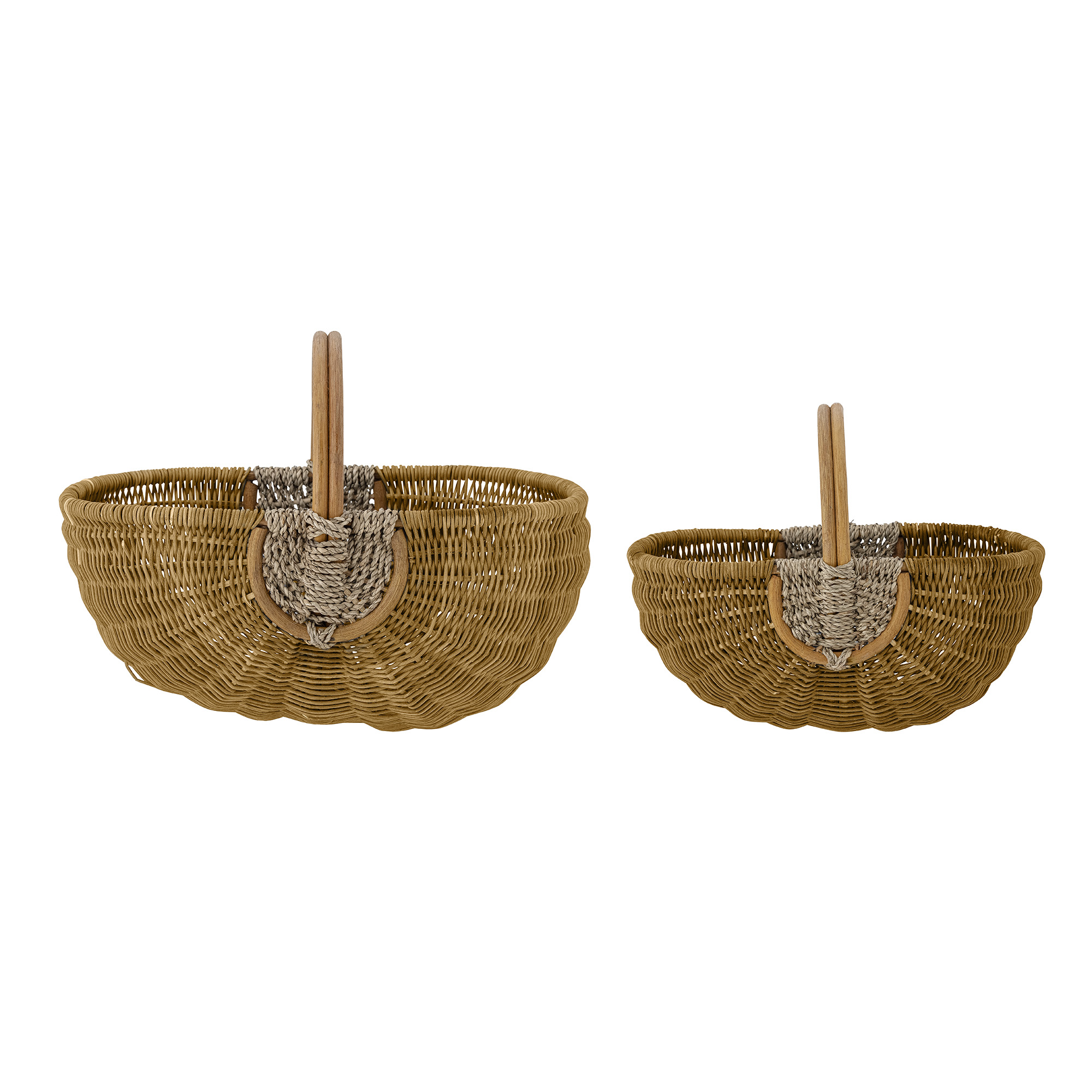 Bloomingville - Vibber Kurv, Natur, Rattan, L40xW26xH29/L50xW32xH37 cm, Set of 2 billede