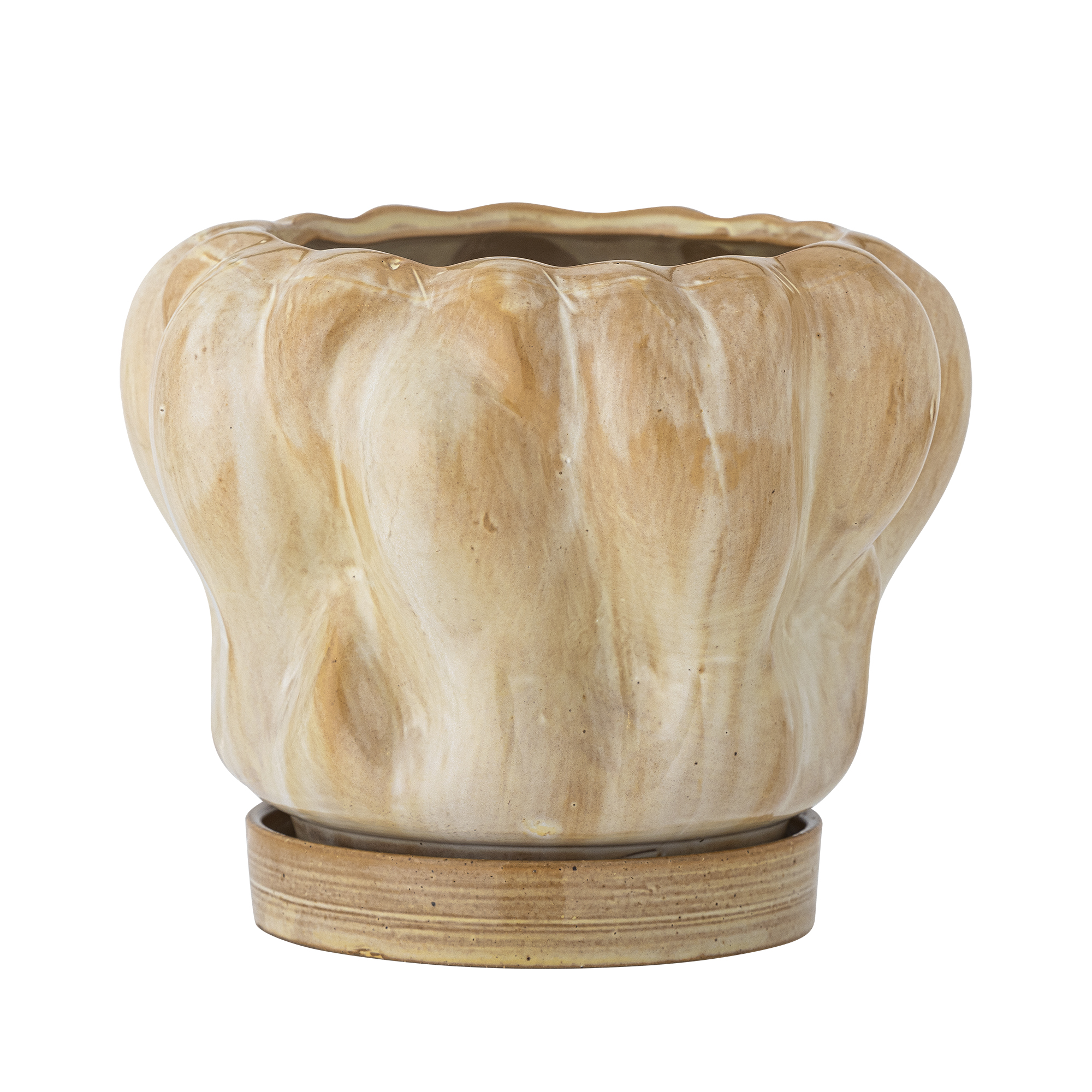 Bloomingville - Hollis Urtepotte m/underskål, Natur, Stentøj, D20xH15,5 cm