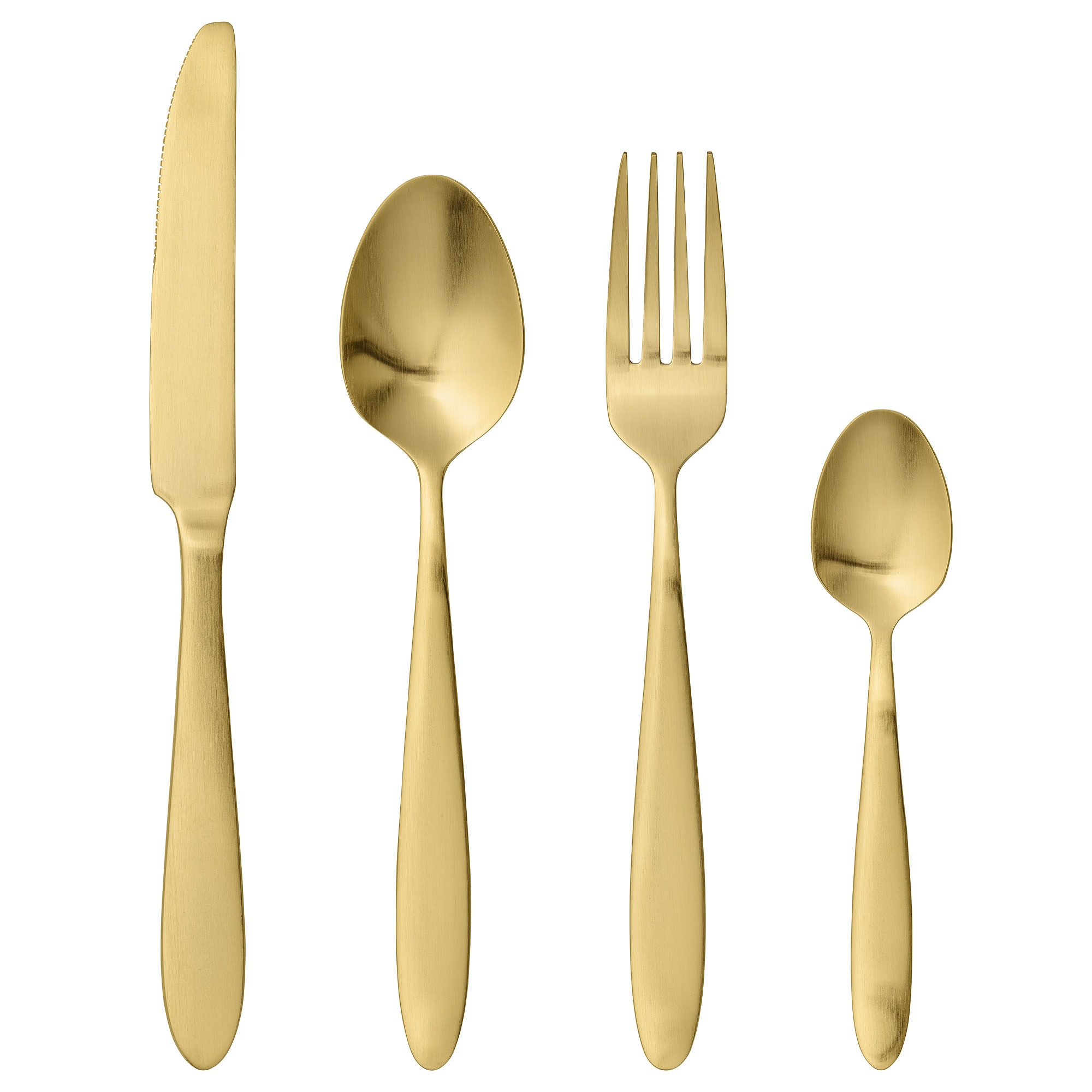 Bloomingville - Frea Bestik, Guld, Rustfri Stål, K:L22,5/F:L20/S:L19,4/TS:L14,5 cm, Set of 4
