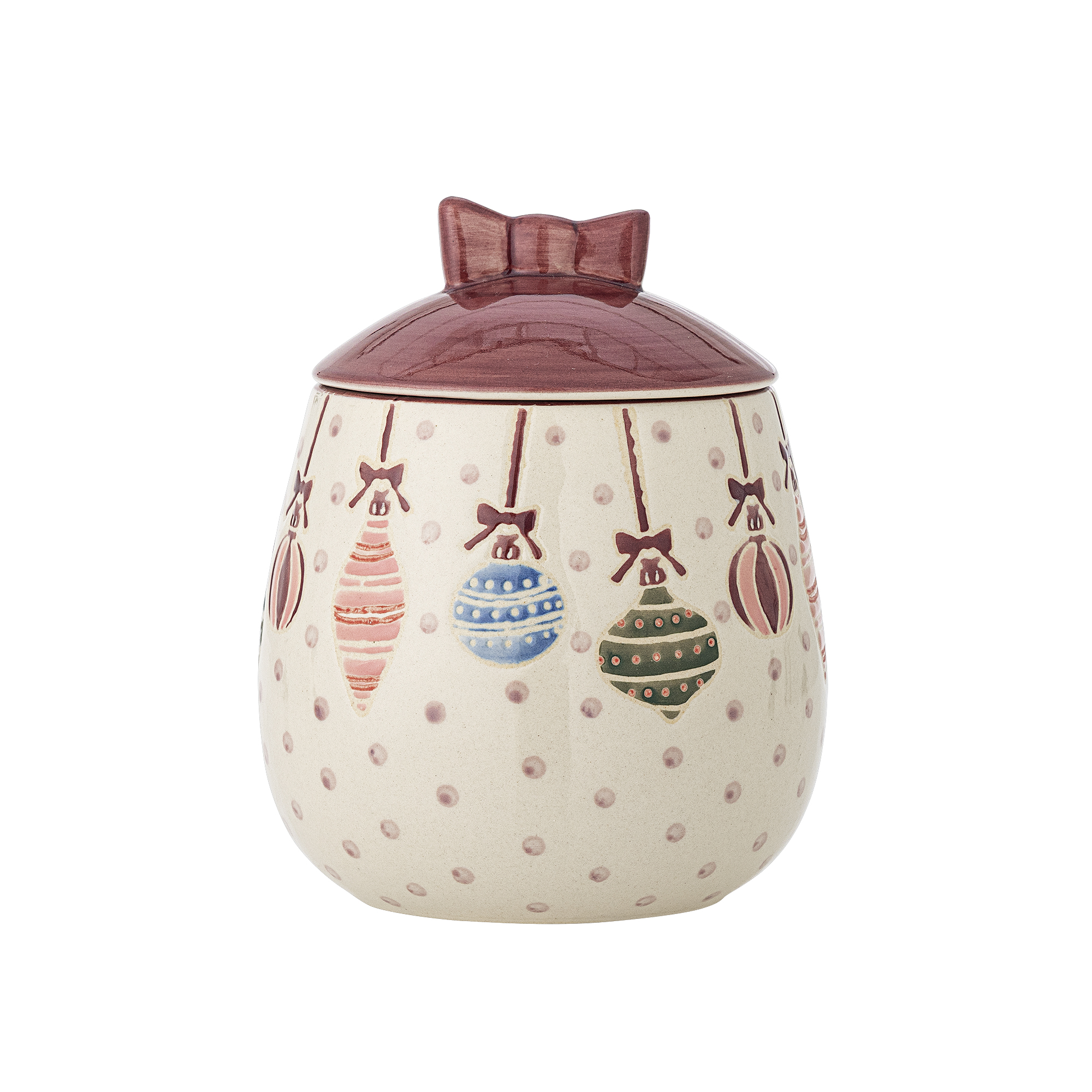 Bloomingville - Ornamentia Krukke m/låg, Rød, Stentøj, D13xH15 cm