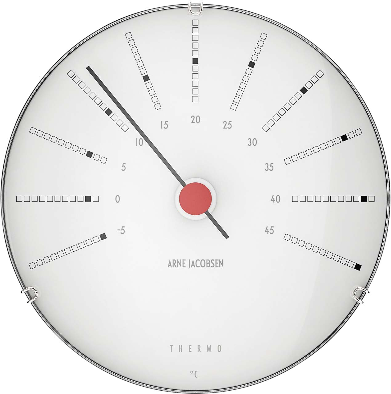 Arne Jacobsen Bankers Termometer Ø12 cm hvid/sort/rød