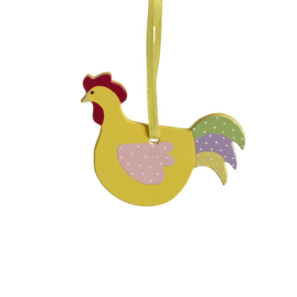 Nääsgränsgården - Woodornament Rooster, yellow L.6,3cm