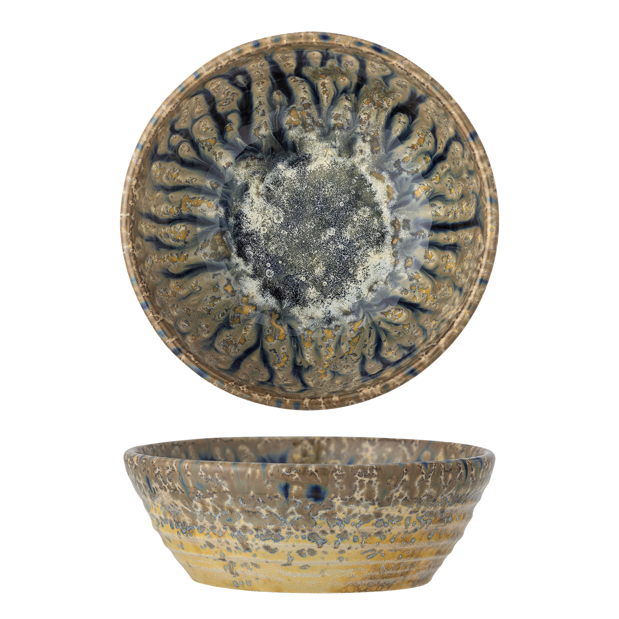 Bloomingville - Milani Skål, Blå, Stentøj, D14,5xH5 cm