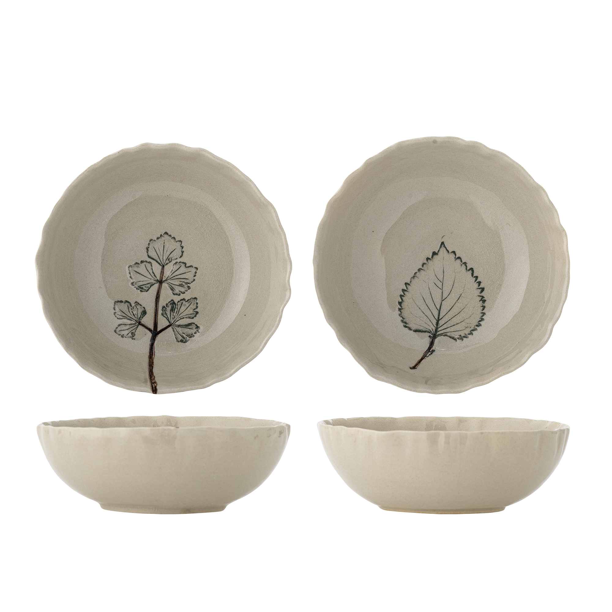Bloomingville - Aubrin Skål, Natur, Stentøj, D15,5xH5 cm, Set of 2 billede