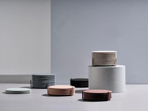 Zone Singles Glasbrikker sæt m. 6 stk. coasters Sort
