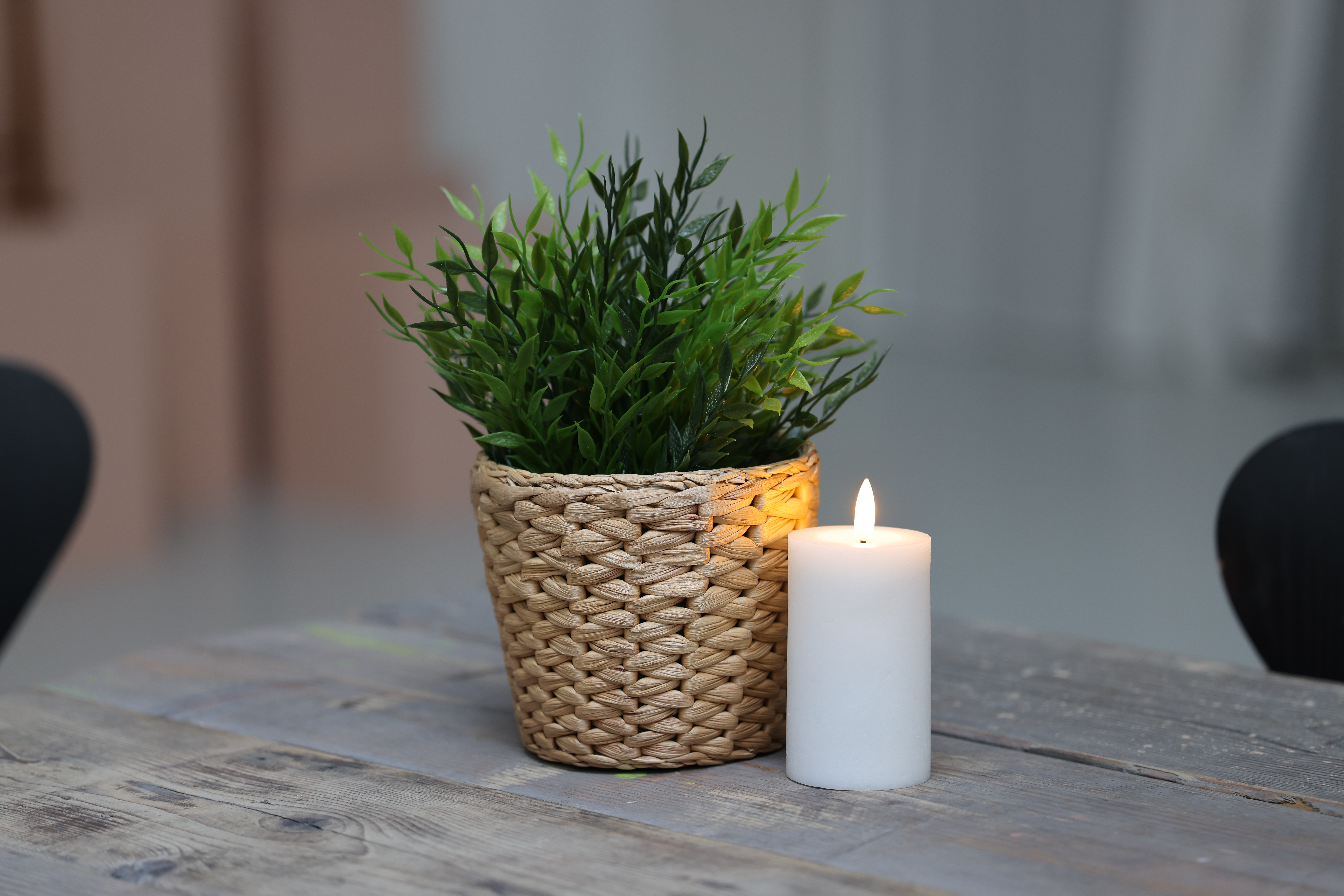 Skandi LED Bloklys Ø6 cm - Hvid - H10 cm