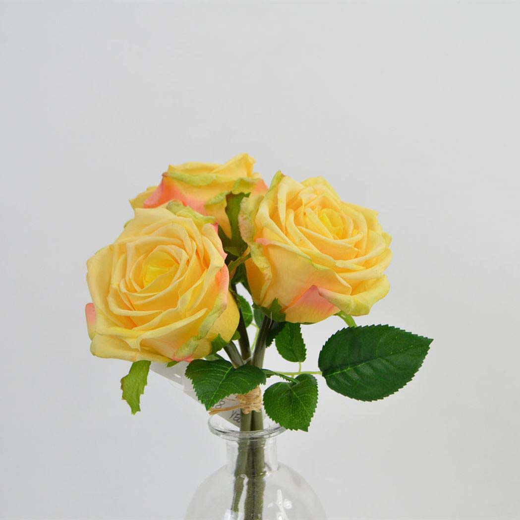 Rose bundle, natural touch, 3 stk., 29 cm, yellow