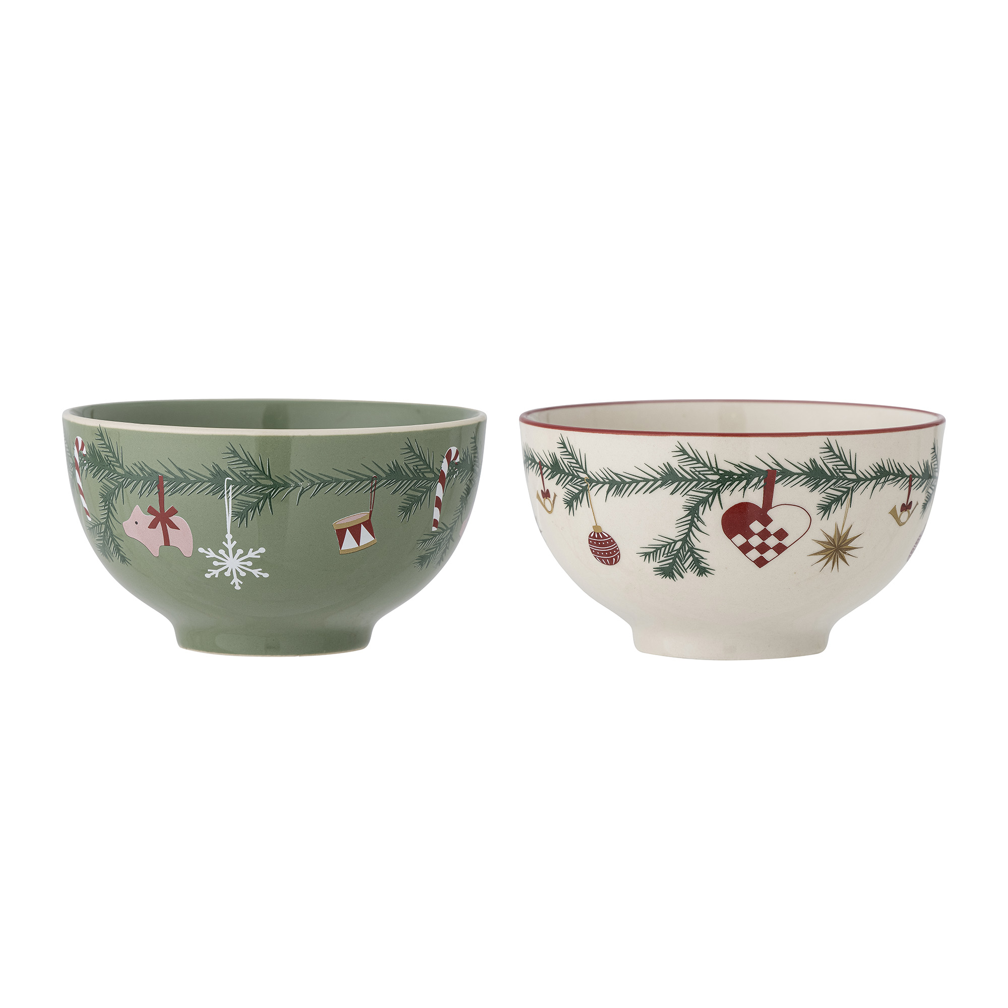 Bloomingville - Yule Skål, Multifarvet, Stentøj, D14xH7,5 cm, Set of 2