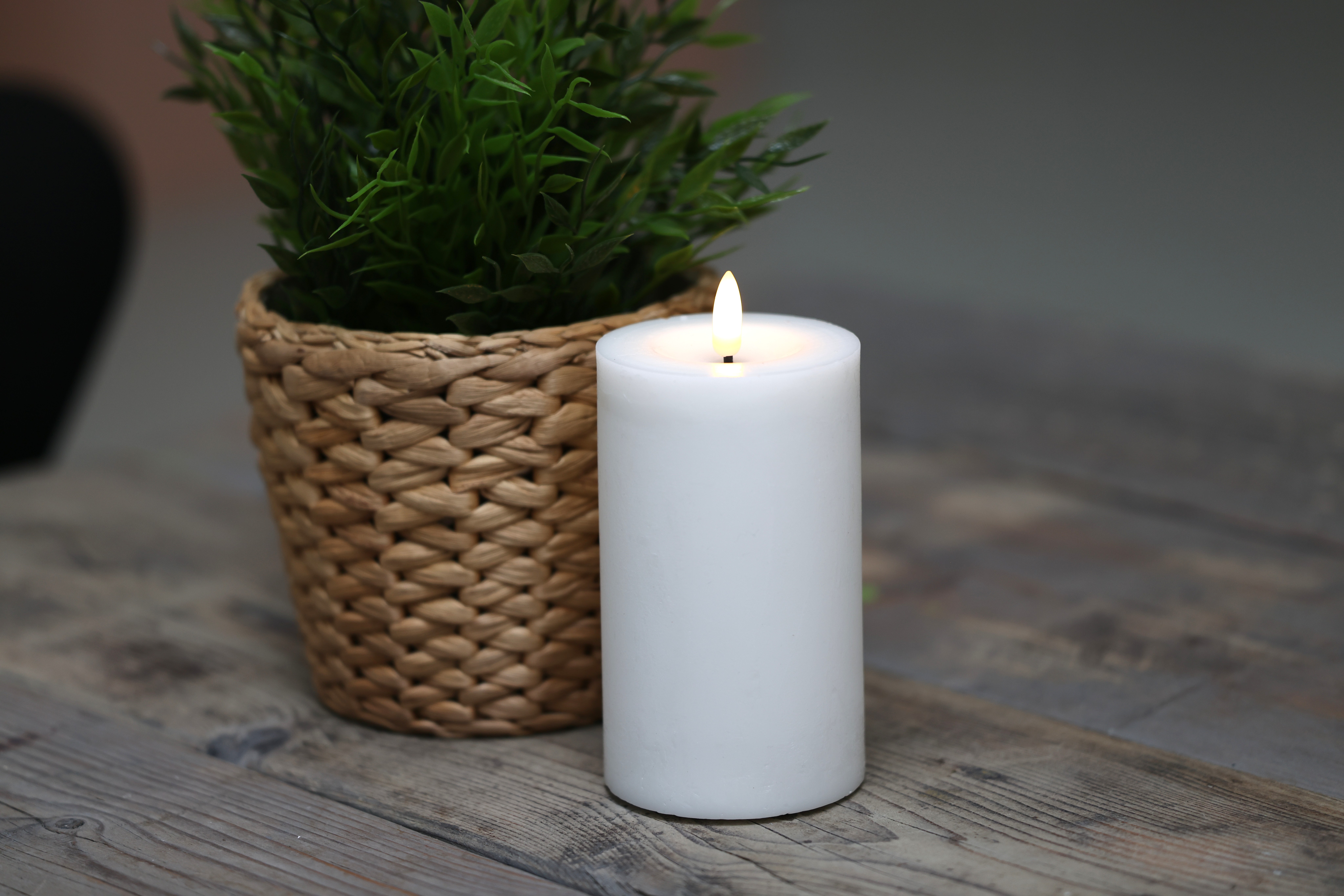 Skandi LED Bloklys Ø7,5 cm - Hvid - H12 cm