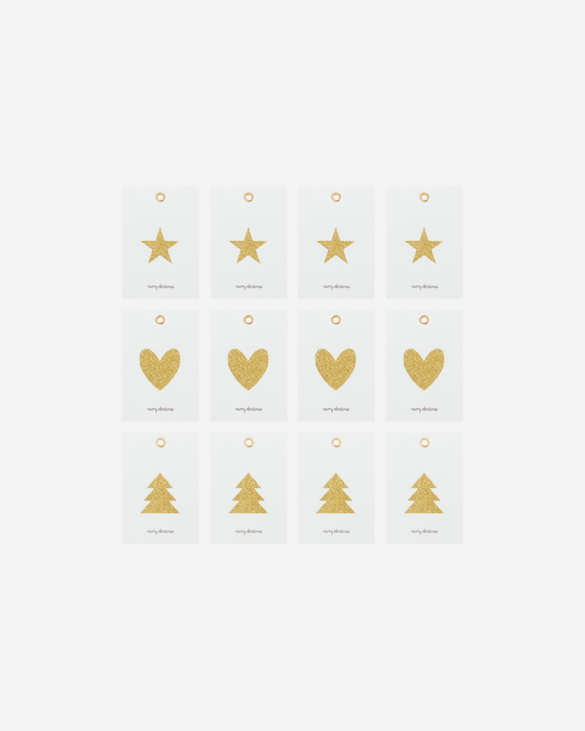 House Doctor - Gavemærker / til og fra kort 12 stk, Glitr, Hvid/Gylden