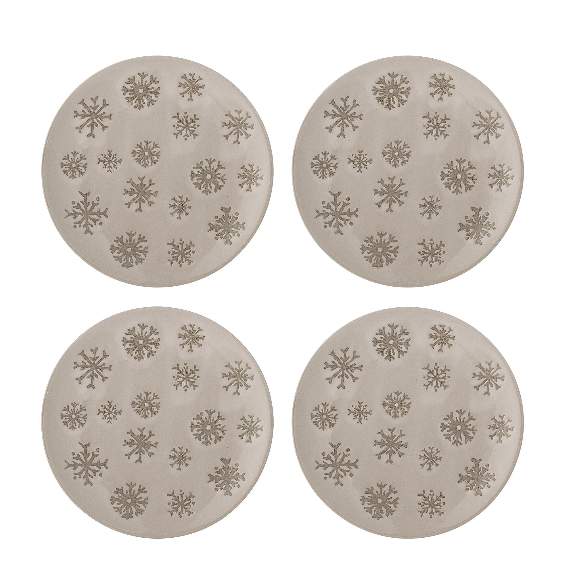 Bloomingville - Snowie Tallerken, Natur, Stentøj, D15,5xH1,5 cm, Set of 4