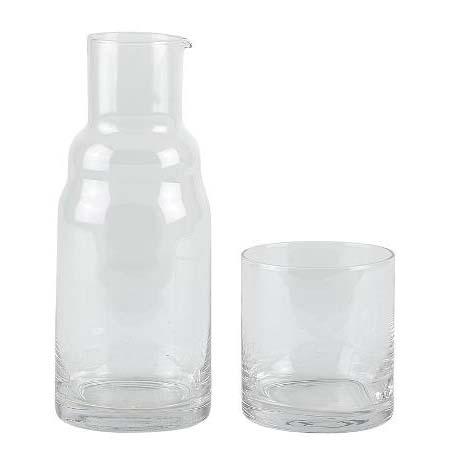 Villa Collection Vandflaske med glas Dia. 8 x 20 cm 0,8 liter Klar
