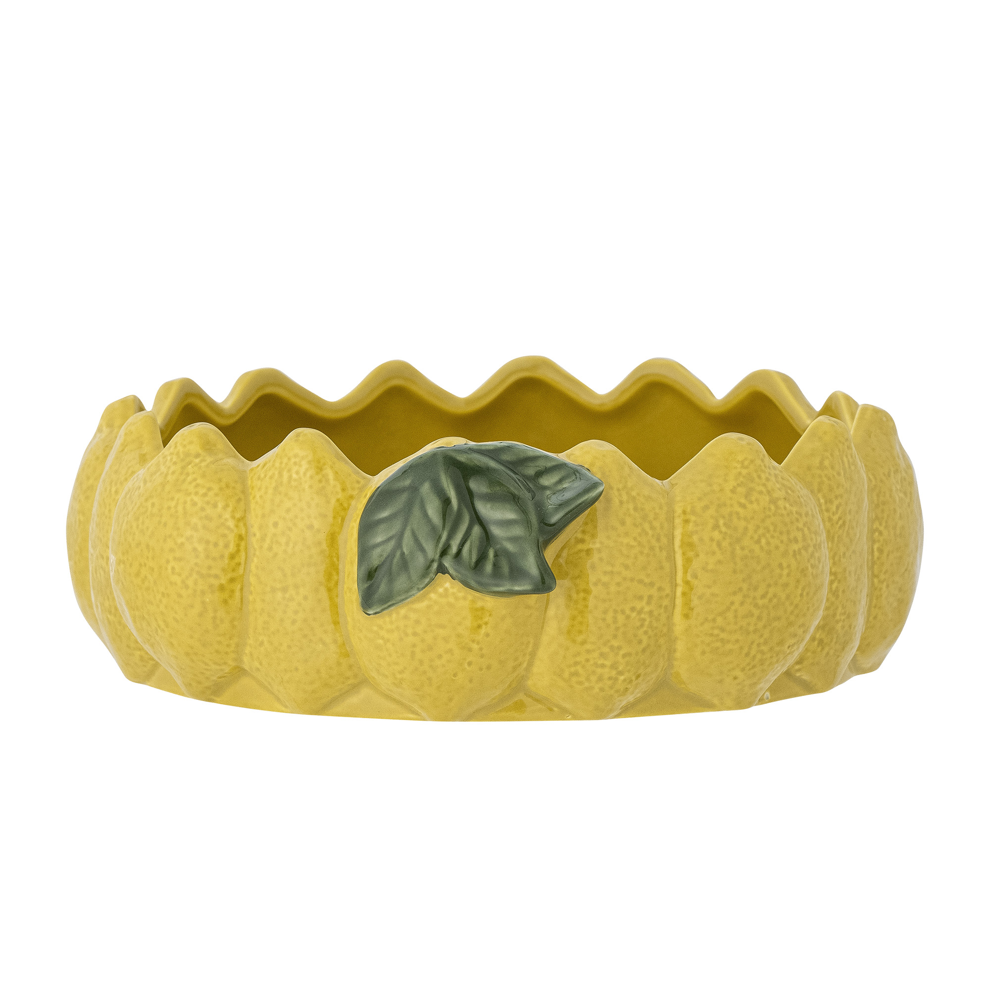 Bloomingville - Limone Skål, Gul, Stentøj, D21xH6,5 cm billede