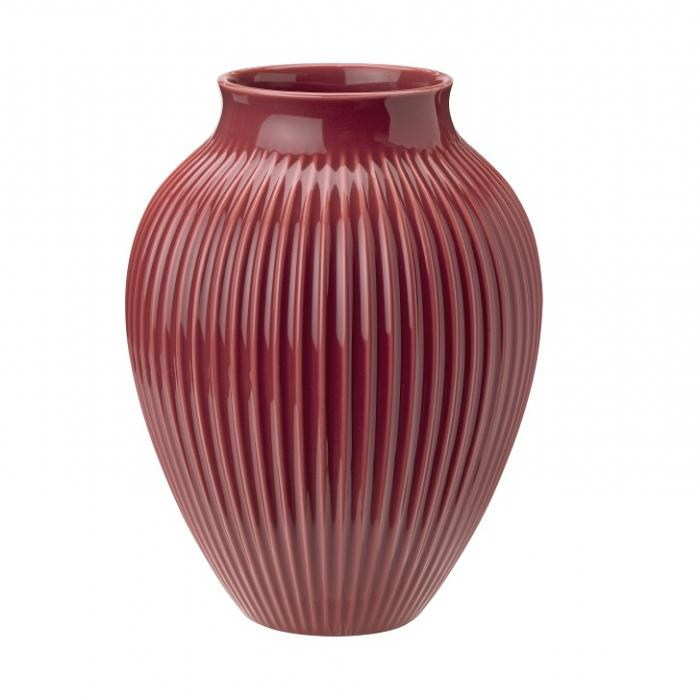 Billede af Knabstrup - , vase, riller bordeaux, 27 cm