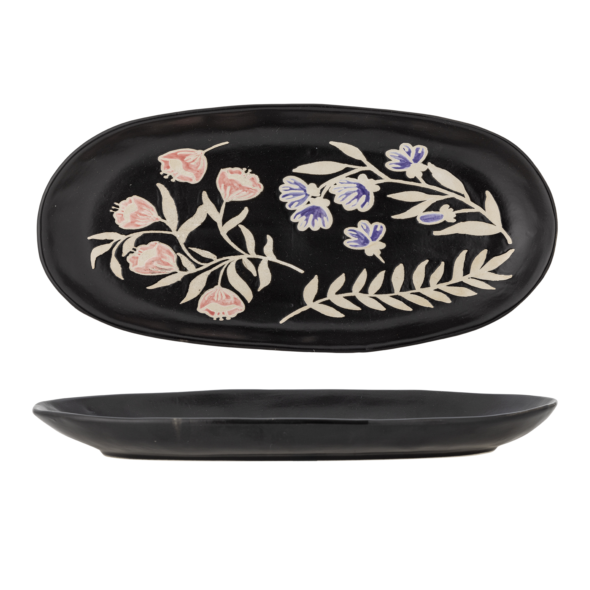 Bloomingville - Amberly Serveringsfad, Multifarvet, Stentøj, L41xH4xW19,5 cm billede