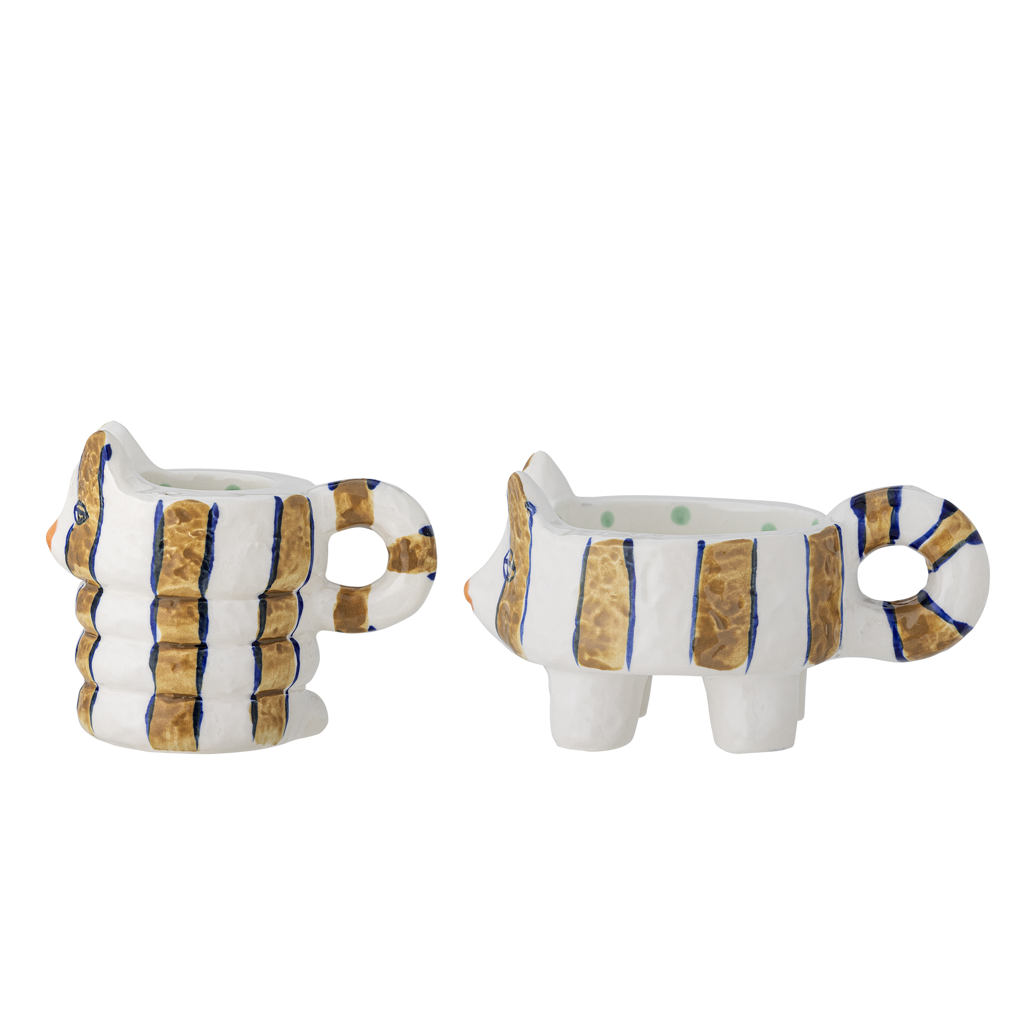 Bloomingville - Caty Lysestage, Brun, Stentøj, L16xH8xW10,5/L12xH9,5xW8 cm, Set of 2