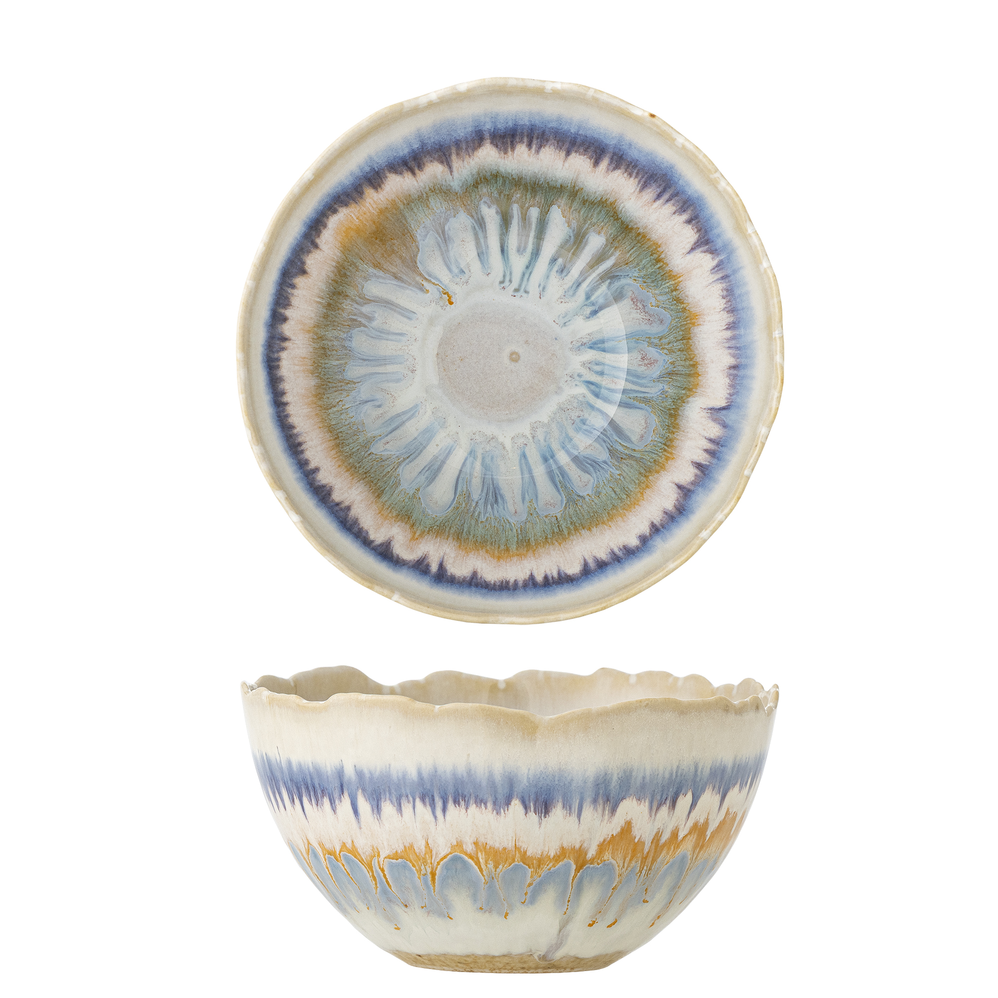 Bloomingville - Zeno Skål, Multifarvet, Stentøj, D14,5xH8 cm