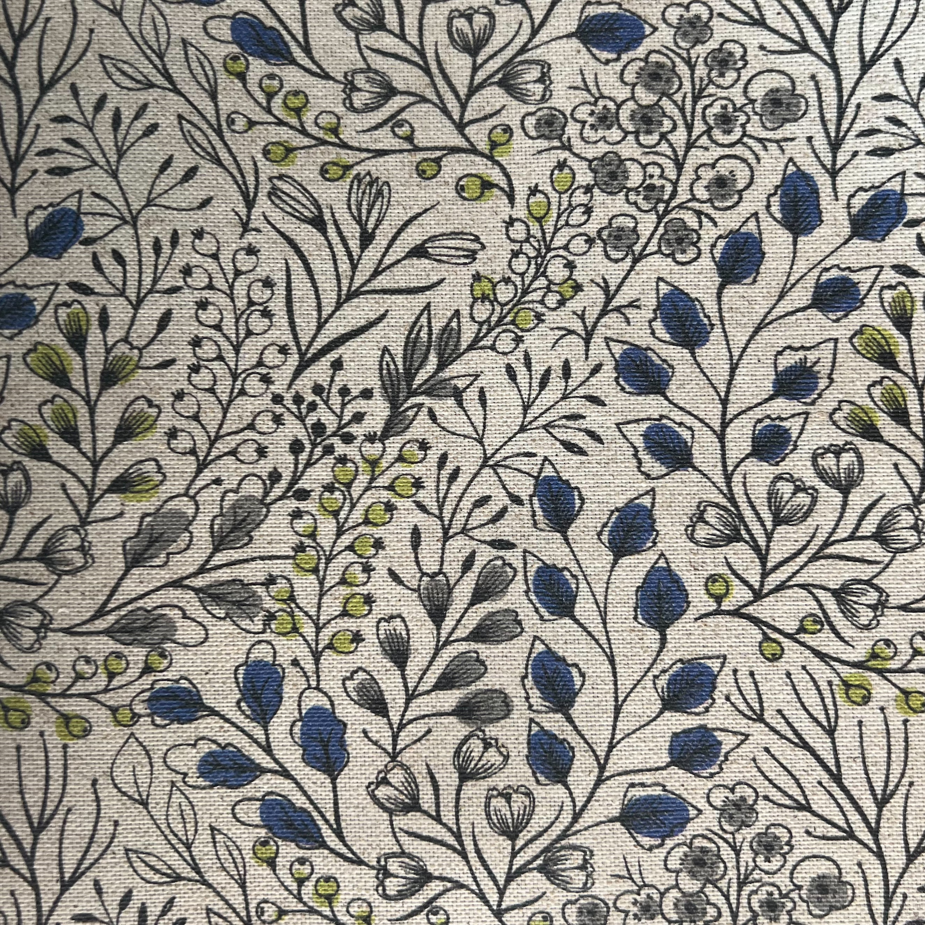 Engholm Textiles - Akryldug med Antiskrid - Leon - Blå blade - 140 cm