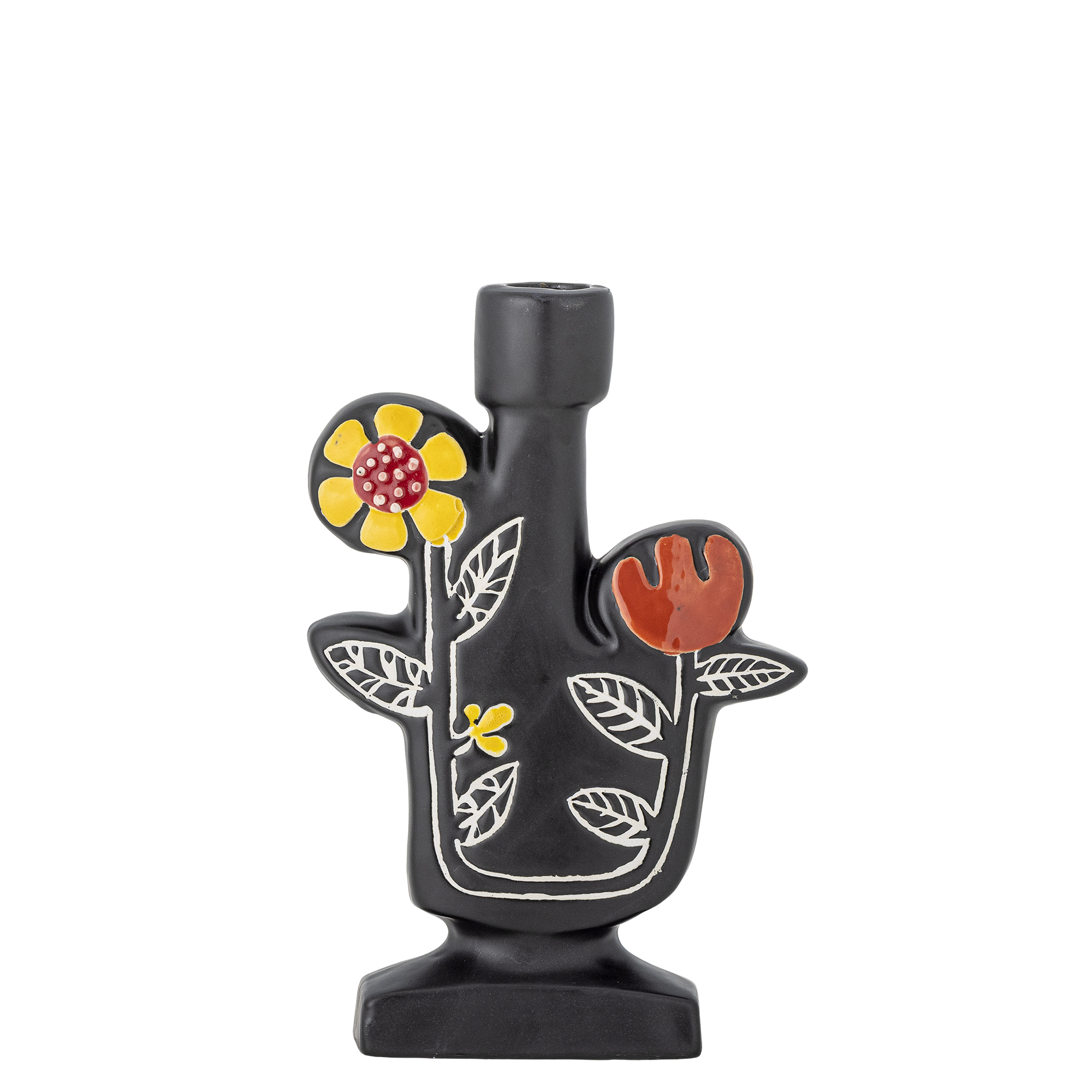 Bloomingville - Vivielle Lysestage, Sort, Stentøj, L13,5xH21xW5 cm billede