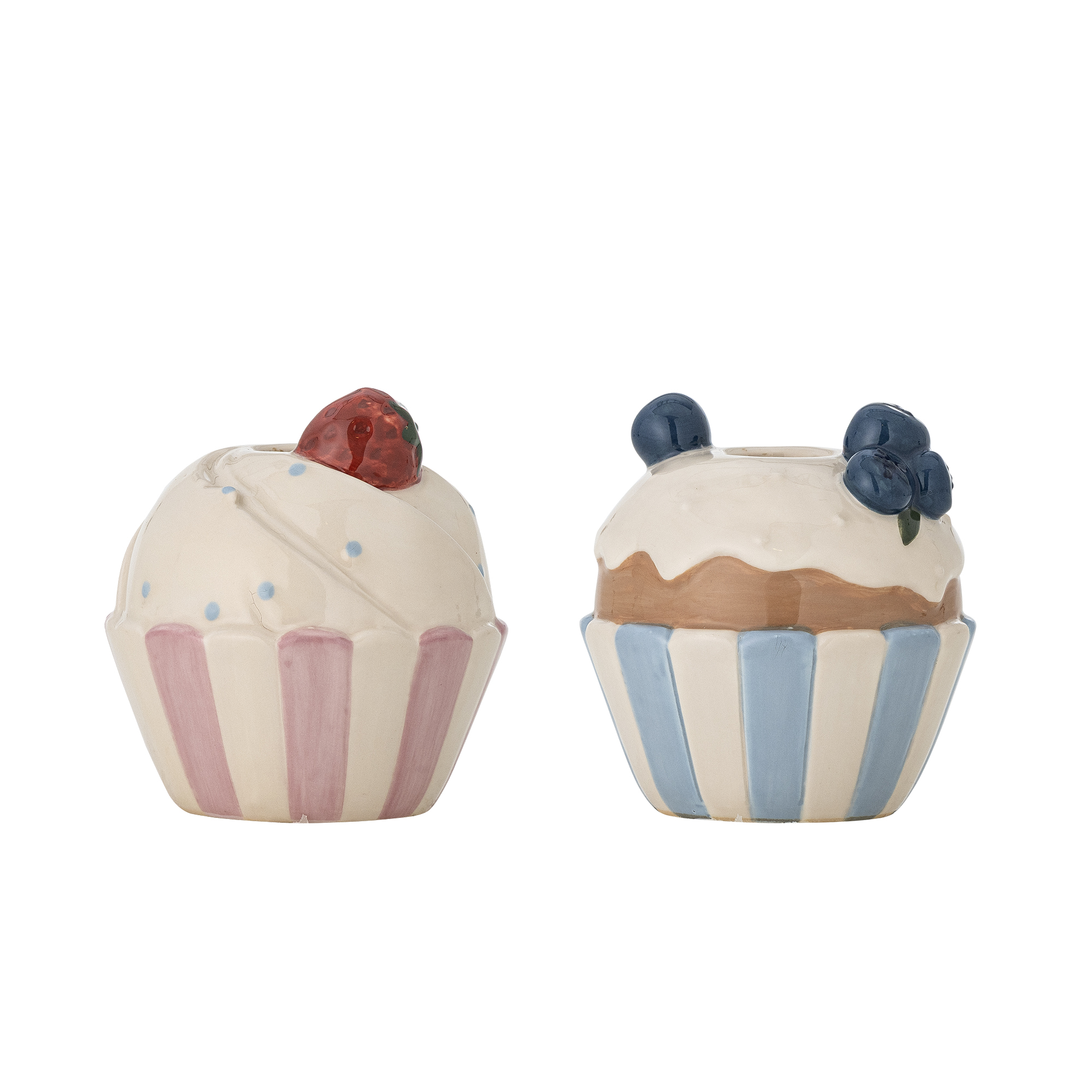 Bloomingville - Chip Lysestage, Multifarvet, Stentøj, D9xH9,5 cm, Set of 2