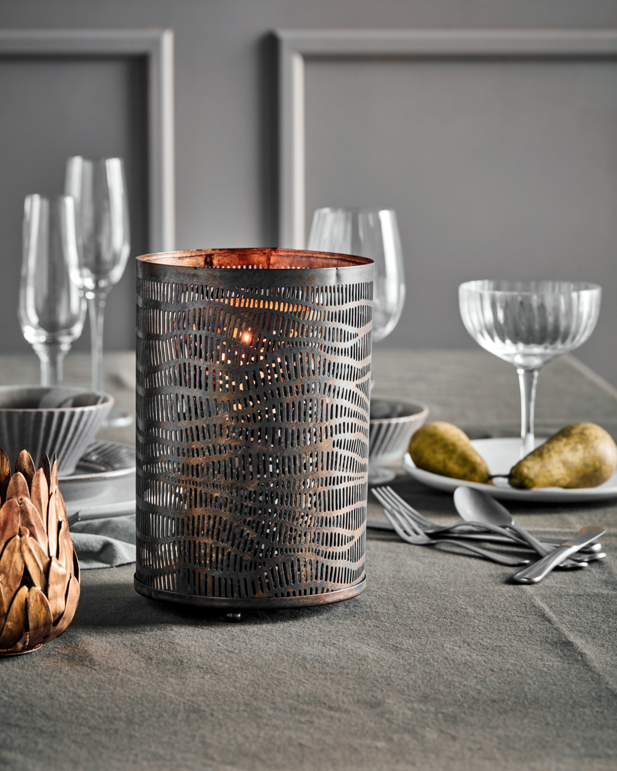 House Doctor - Lysestage, Erna, Antik brun